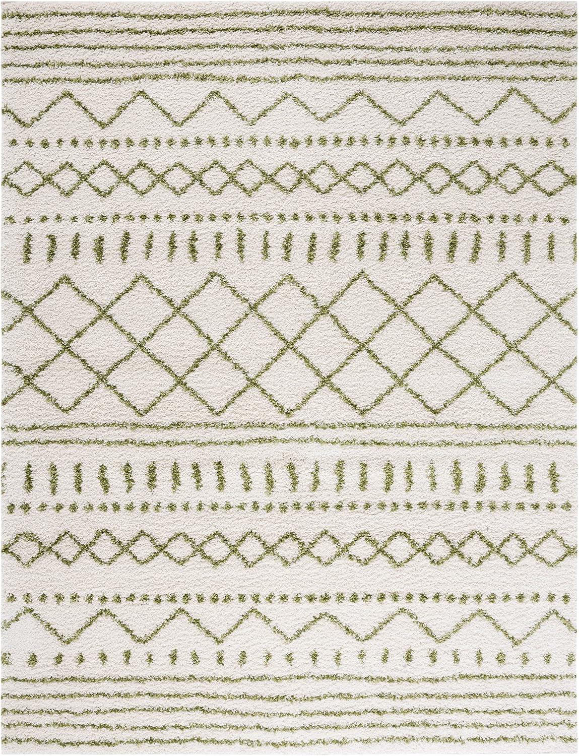 image:imageSAFAVIEH Area Rug 8x10 Arizona Shag Collection Large Ivory amp Beige Moroccan Boho Design NonShedding amp Easy to Clean Ideal for Living Room Bedroom Dining Space ASG741AIvoryGreen