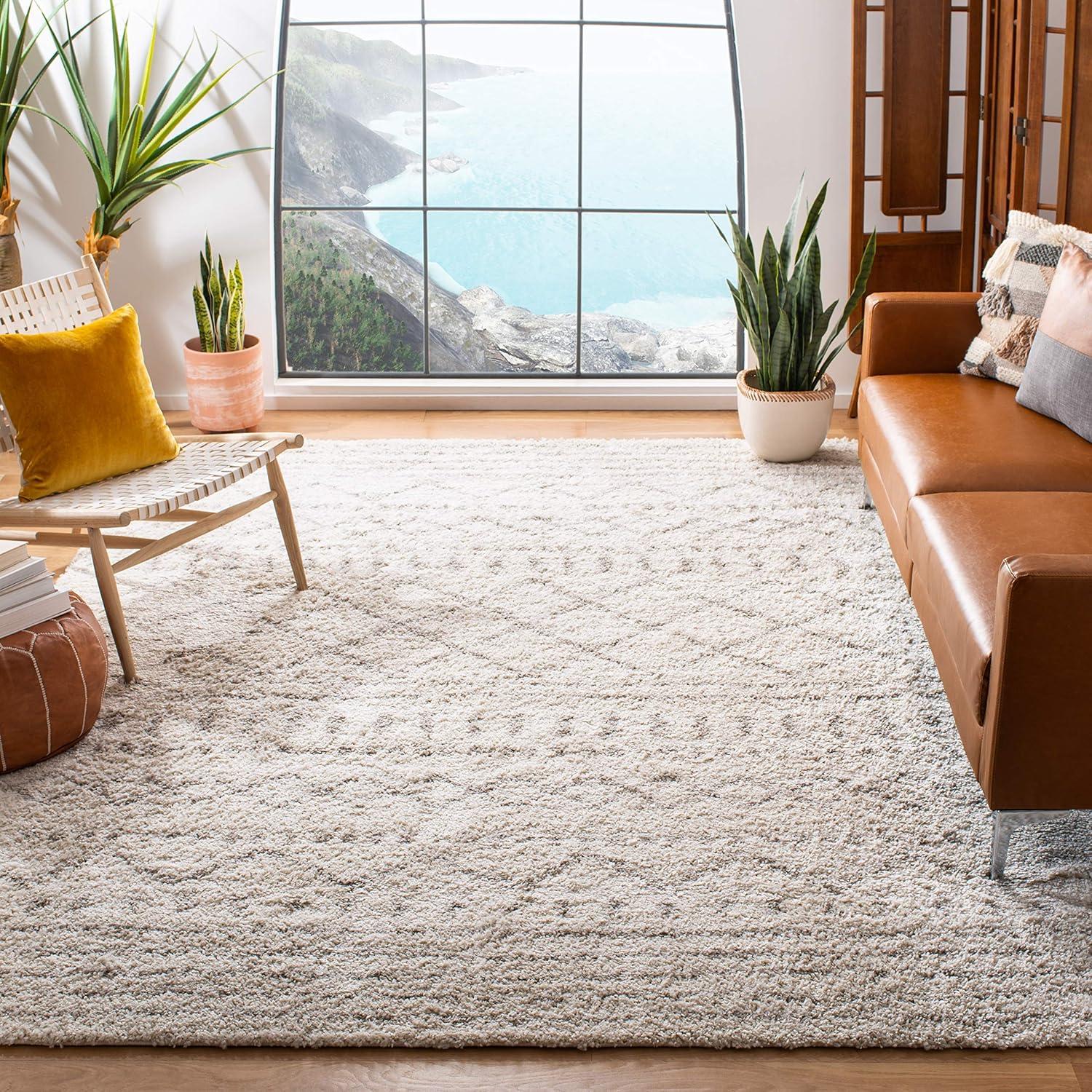 image:imageSAFAVIEH Area Rug 8x10 Arizona Shag Collection Large Ivory amp Beige Moroccan Boho Design NonShedding amp Easy to Clean Ideal for Living Room Bedroom Dining Space ASG741AIvoryBeige