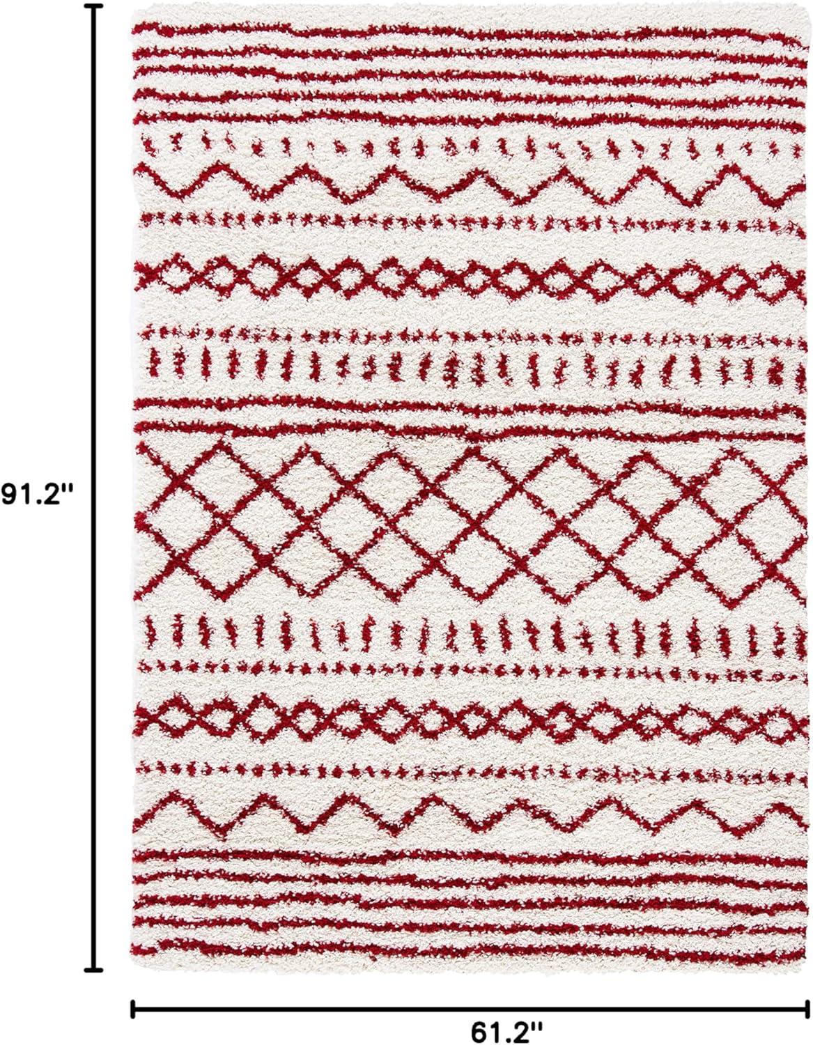 image:imageSAFAVIEH Area Rug 8x10 Arizona Shag Collection Large Ivory amp Beige Moroccan Boho Design NonShedding amp Easy to Clean Ideal for Living Room Bedroom Dining Space ASG741AIvoryRed