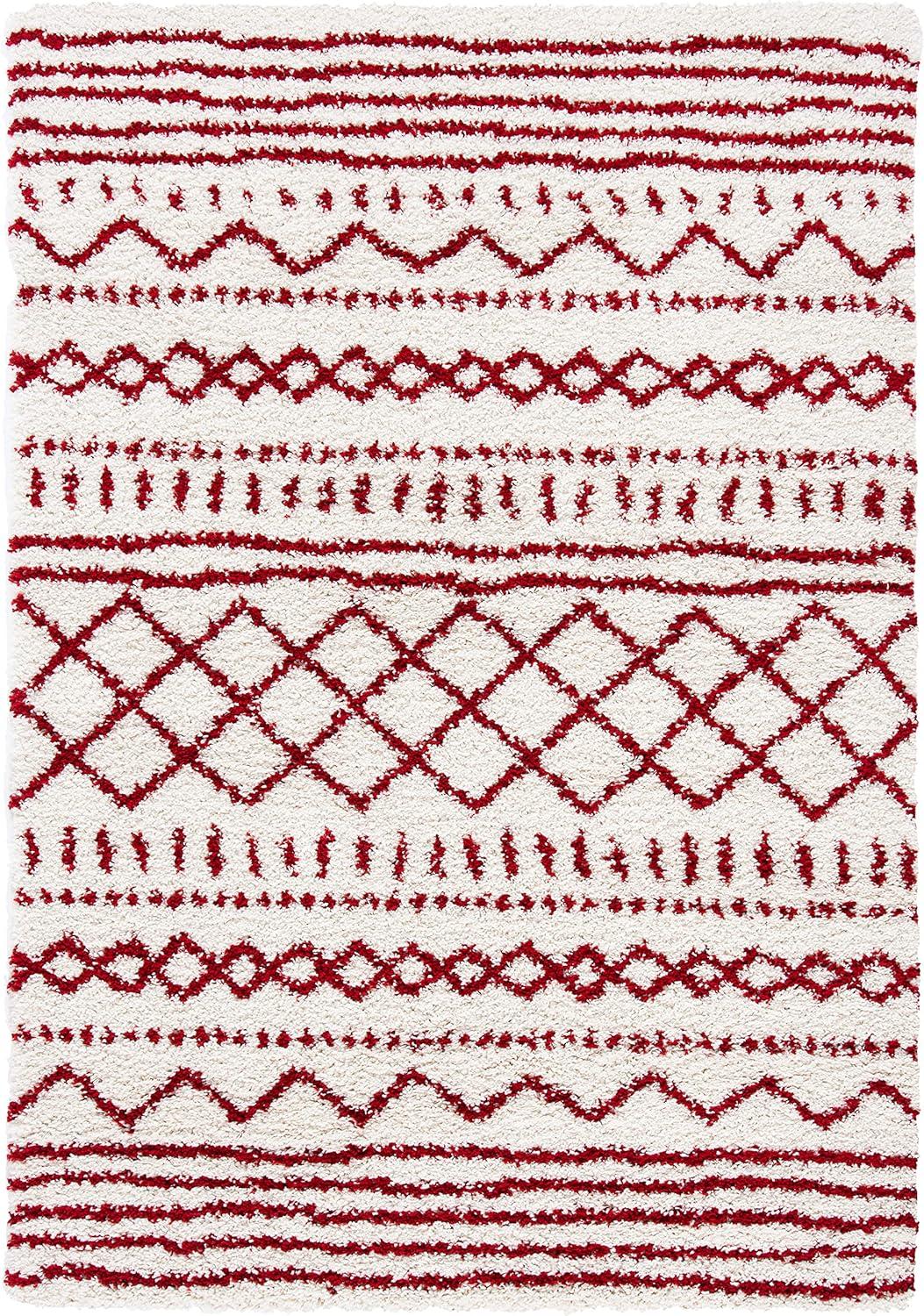 image:imageSAFAVIEH Area Rug 8x10 Arizona Shag Collection Large Ivory amp Beige Moroccan Boho Design NonShedding amp Easy to Clean Ideal for Living Room Bedroom Dining Space ASG741AIvoryRed