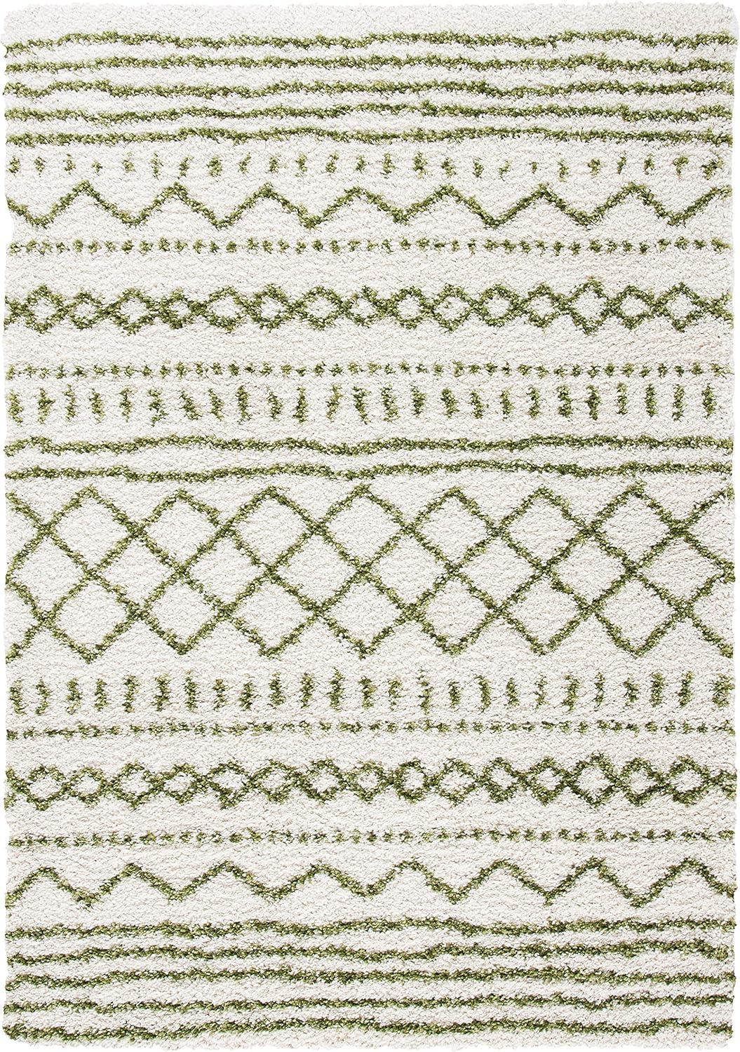 image:imageSAFAVIEH Area Rug 8x10 Arizona Shag Collection Large Ivory amp Beige Moroccan Boho Design NonShedding amp Easy to Clean Ideal for Living Room Bedroom Dining Space ASG741AIvoryGreen