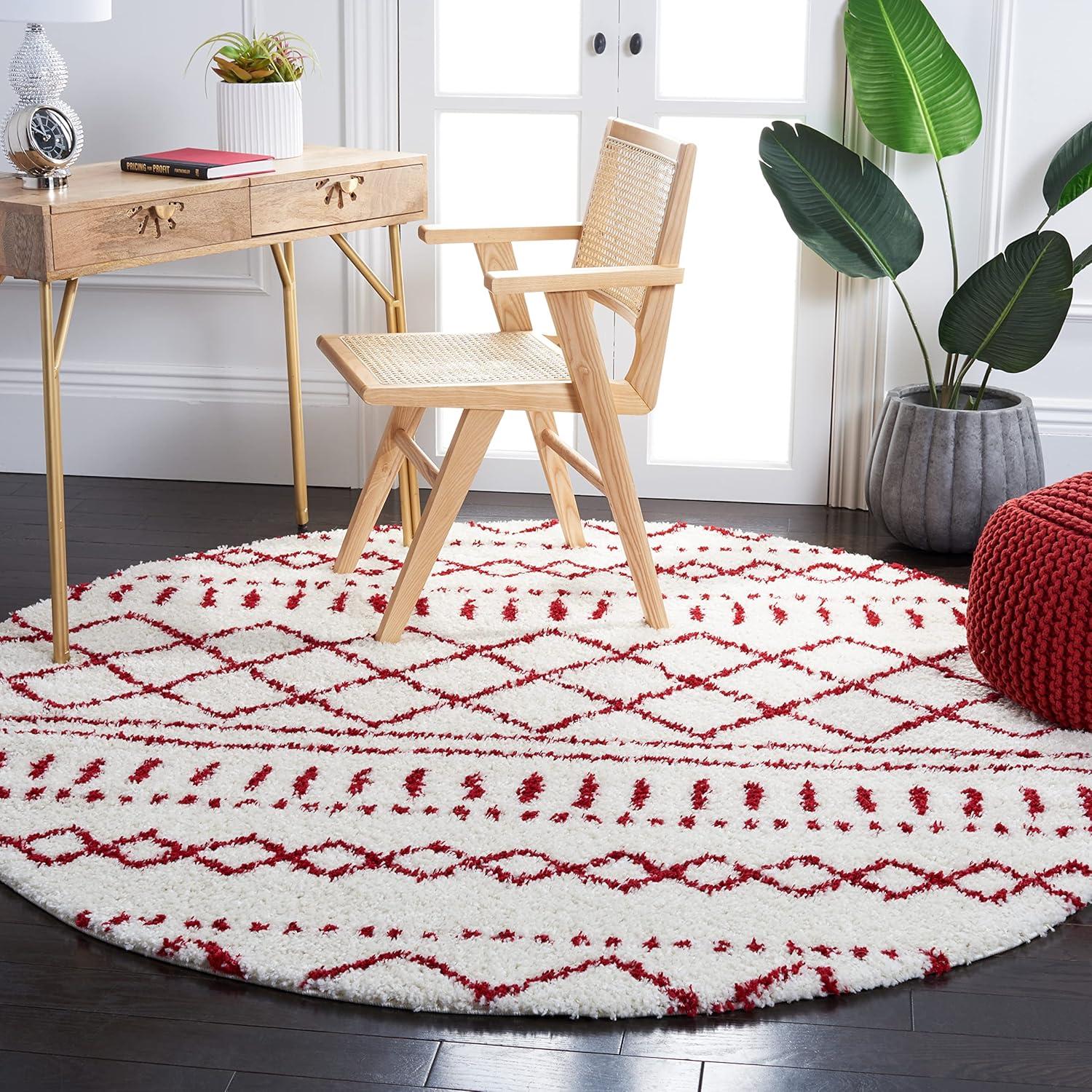 image:imageSAFAVIEH Area Rug 8x10 Arizona Shag Collection Large Ivory amp Beige Moroccan Boho Design NonShedding amp Easy to Clean Ideal for Living Room Bedroom Dining Space ASG741AIvoryRed