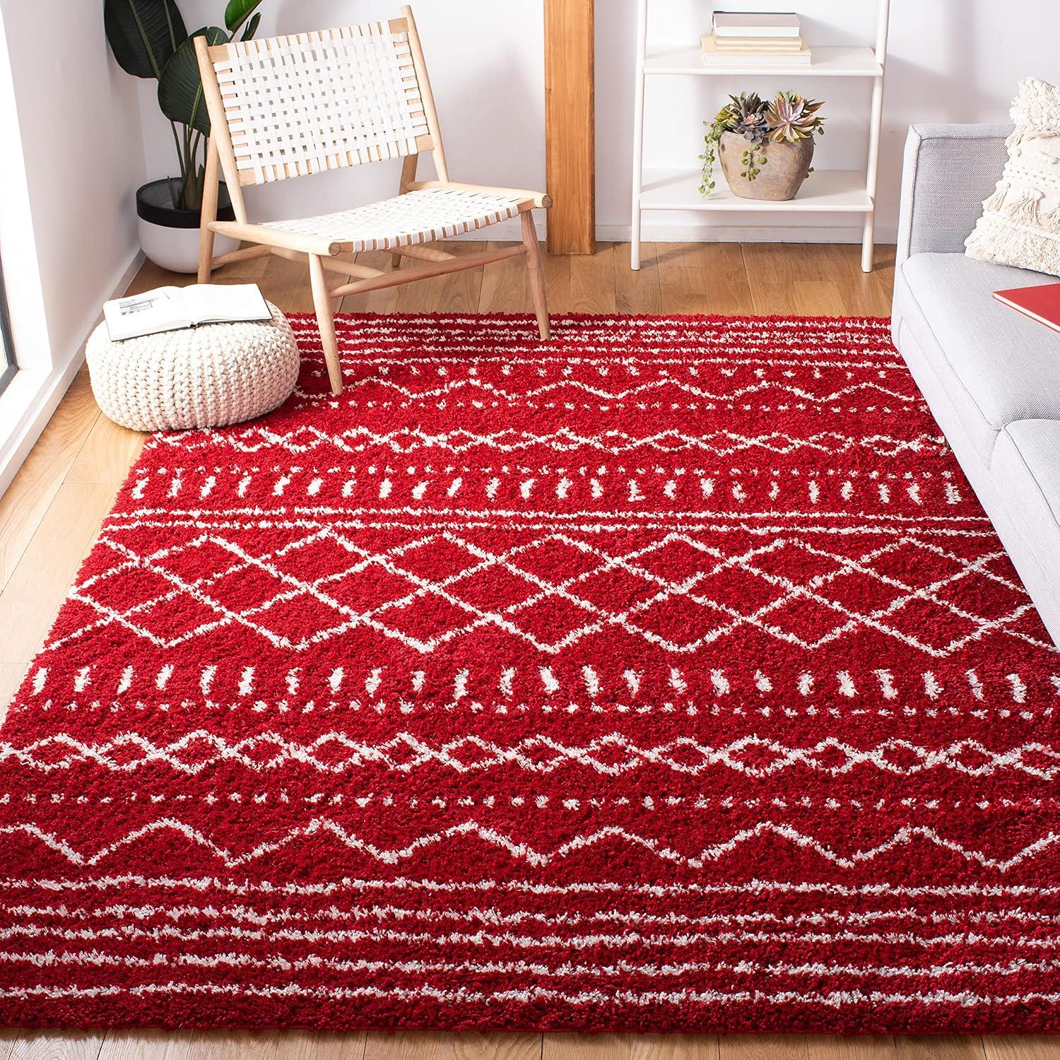 image:imageSAFAVIEH Area Rug 8x10 Arizona Shag Collection Large Ivory amp Beige Moroccan Boho Design NonShedding amp Easy to Clean Ideal for Living Room Bedroom Dining Space ASG741ARedIvory