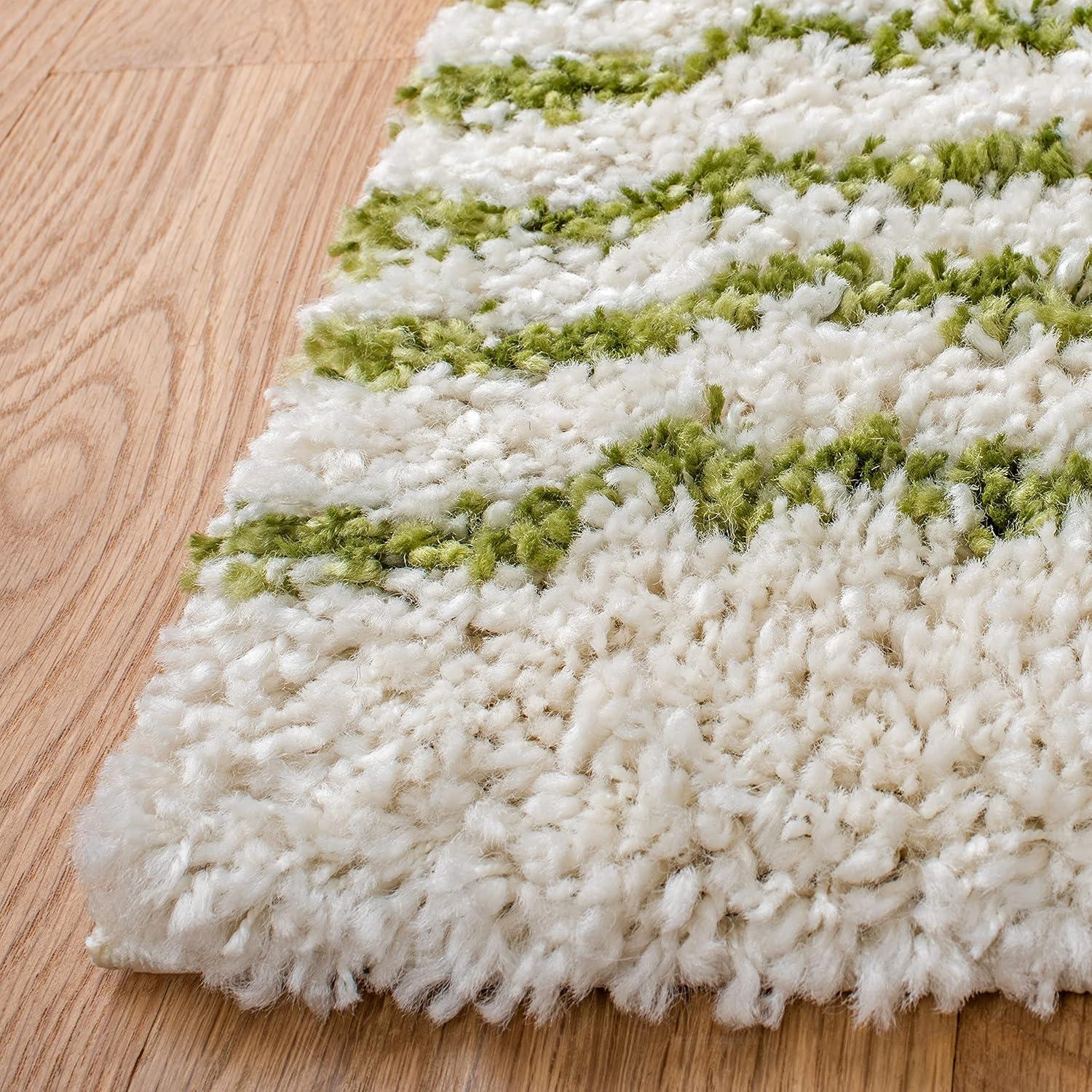 image:imageSAFAVIEH Area Rug 8x10 Arizona Shag Collection Large Ivory amp Beige Moroccan Boho Design NonShedding amp Easy to Clean Ideal for Living Room Bedroom Dining Space ASG741AIvoryGreen
