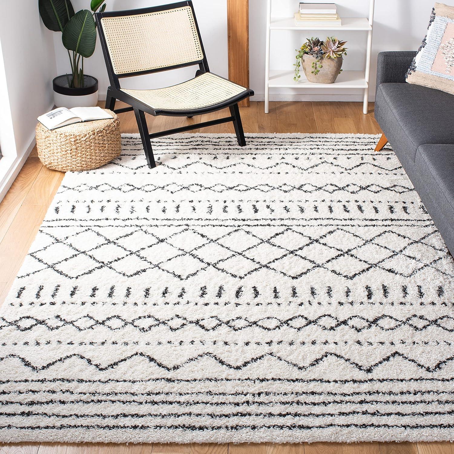 image:imageSAFAVIEH Area Rug 8x10 Arizona Shag Collection Large Ivory amp Beige Moroccan Boho Design NonShedding amp Easy to Clean Ideal for Living Room Bedroom Dining Space ASG741AIvoryBlack