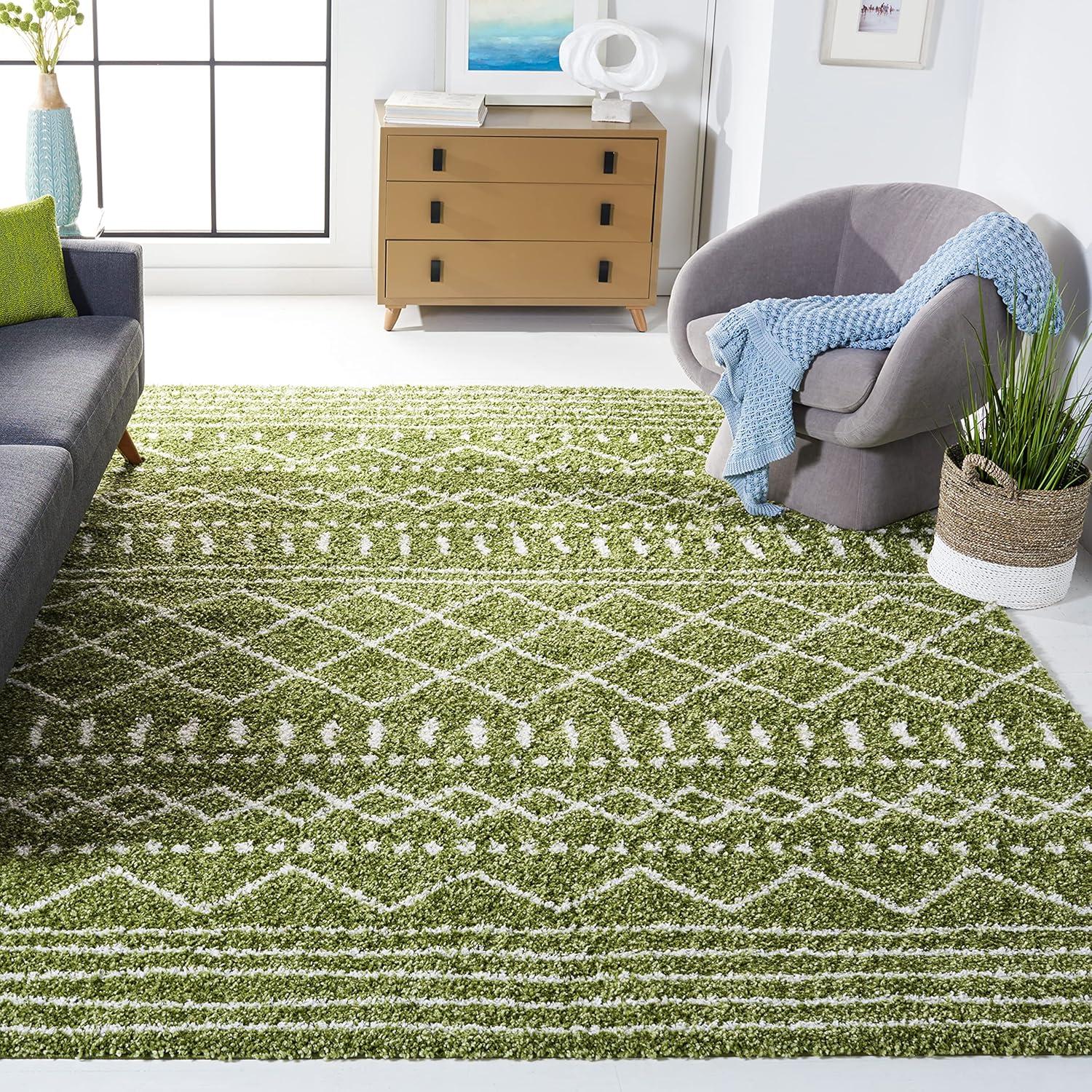 image:imageSAFAVIEH Area Rug 8x10 Arizona Shag Collection Large Ivory amp Beige Moroccan Boho Design NonShedding amp Easy to Clean Ideal for Living Room Bedroom Dining Space ASG741AGreenIvory
