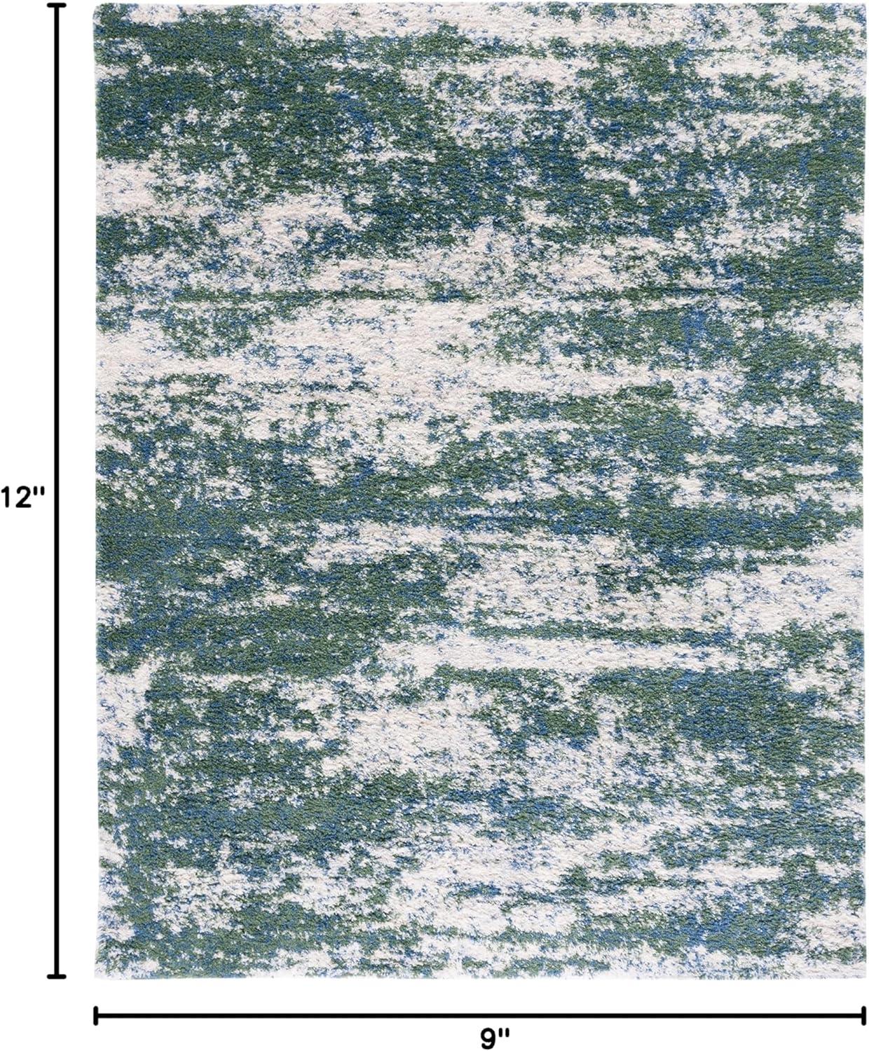 image:imageSAFAVIEH Area Rug 8x10 Berber Shag Collection Large Grey Blue amp Cream NonShedding amp Easy to Clean Ideal for Living Room Bedroom Dining Space BER219GGreenBeige