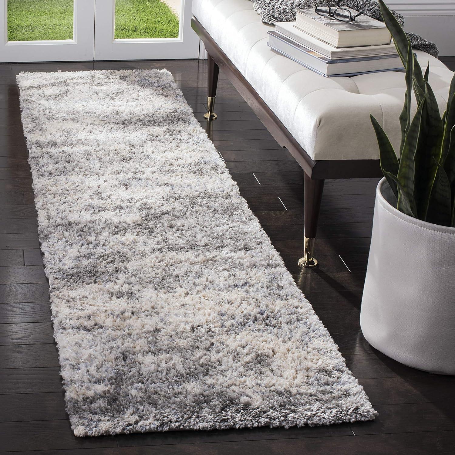 image:imageSAFAVIEH Area Rug 8x10 Berber Shag Collection Large Grey Blue amp Cream NonShedding amp Easy to Clean Ideal for Living Room Bedroom Dining Space BER219GGrey BlueCream