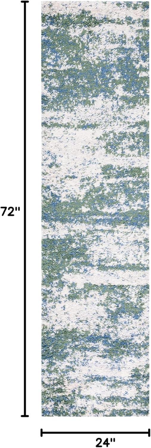 image:imageSAFAVIEH Area Rug 8x10 Berber Shag Collection Large Grey Blue amp Cream NonShedding amp Easy to Clean Ideal for Living Room Bedroom Dining Space BER219GGreenBeige