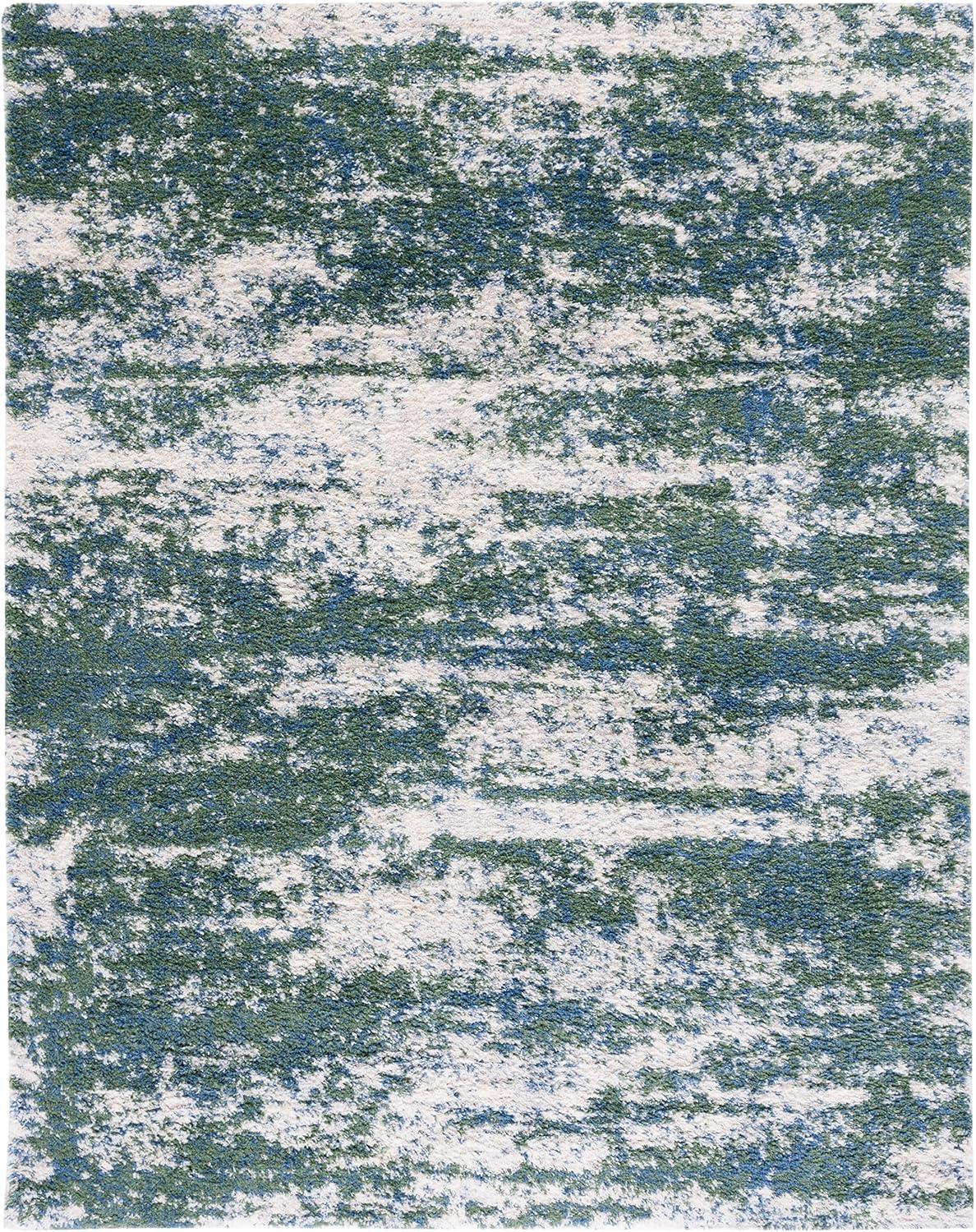 image:imageSAFAVIEH Area Rug 8x10 Berber Shag Collection Large Grey Blue amp Cream NonShedding amp Easy to Clean Ideal for Living Room Bedroom Dining Space BER219GGreenBeige