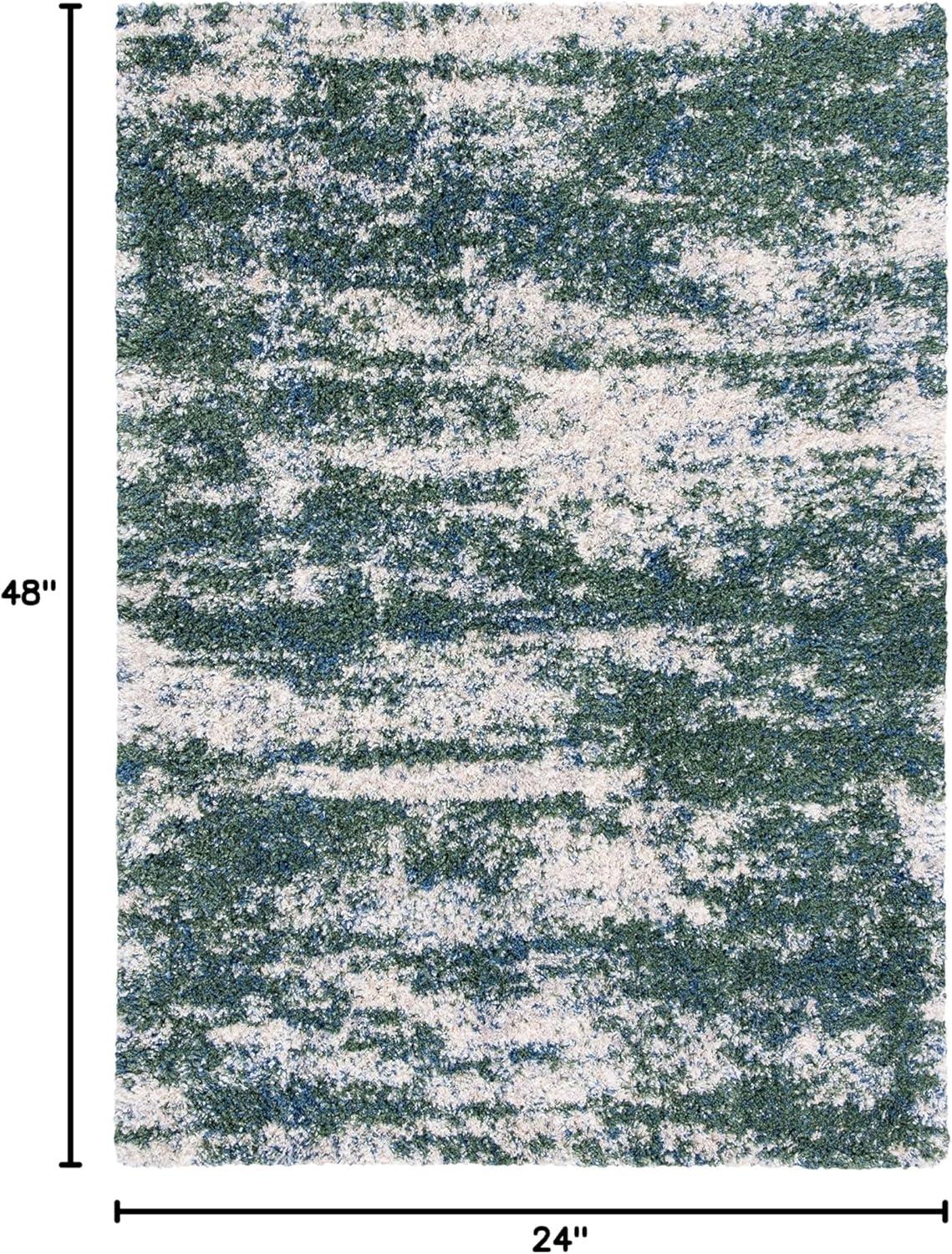 image:imageSAFAVIEH Area Rug 8x10 Berber Shag Collection Large Grey Blue amp Cream NonShedding amp Easy to Clean Ideal for Living Room Bedroom Dining Space BER219GGreenBeige