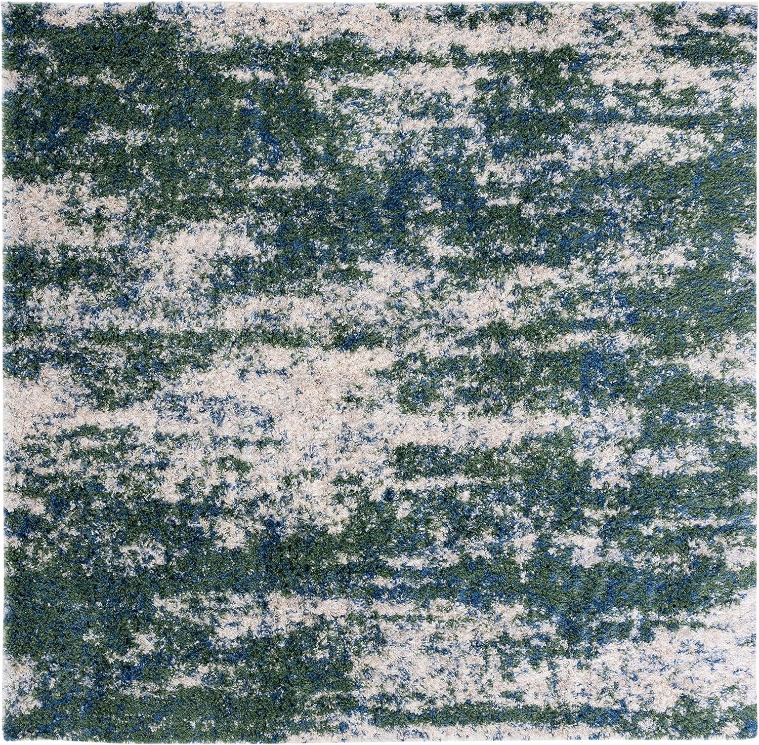 image:imageSAFAVIEH Area Rug 8x10 Berber Shag Collection Large Grey Blue amp Cream NonShedding amp Easy to Clean Ideal for Living Room Bedroom Dining Space BER219GGreenBeige