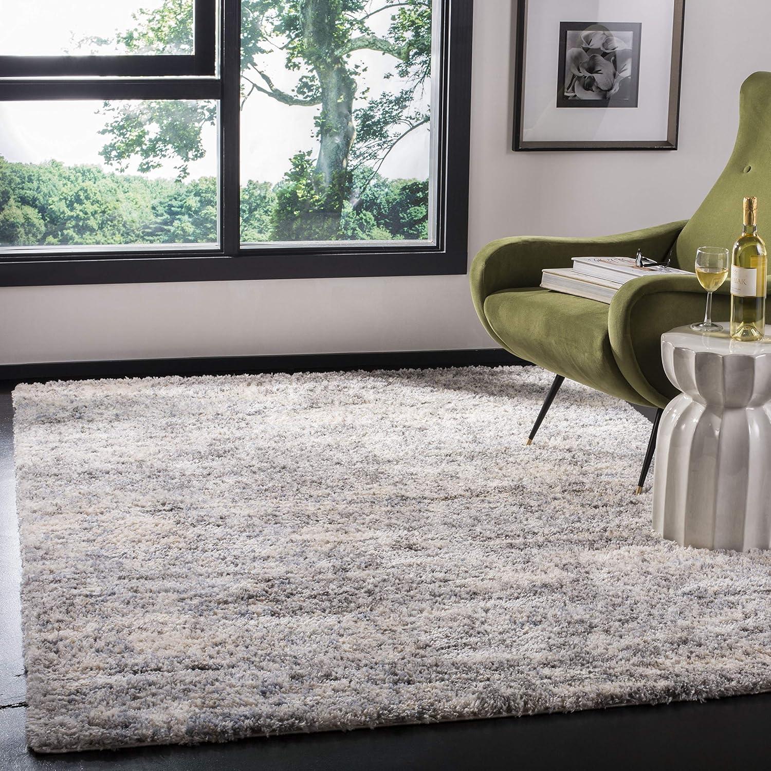 image:imageSAFAVIEH Area Rug 8x10 Berber Shag Collection Large Grey Blue amp Cream NonShedding amp Easy to Clean Ideal for Living Room Bedroom Dining Space BER219GGrey BlueCream