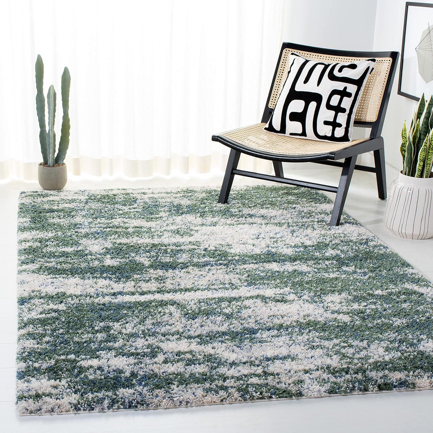 image:imageSAFAVIEH Area Rug 8x10 Berber Shag Collection Large Grey Blue amp Cream NonShedding amp Easy to Clean Ideal for Living Room Bedroom Dining Space BER219GGreenBeige