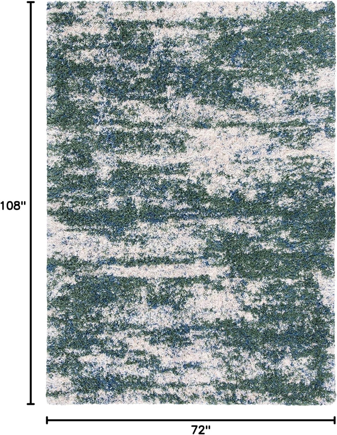 image:imageSAFAVIEH Area Rug 8x10 Berber Shag Collection Large Grey Blue amp Cream NonShedding amp Easy to Clean Ideal for Living Room Bedroom Dining Space BER219GGreenBeige