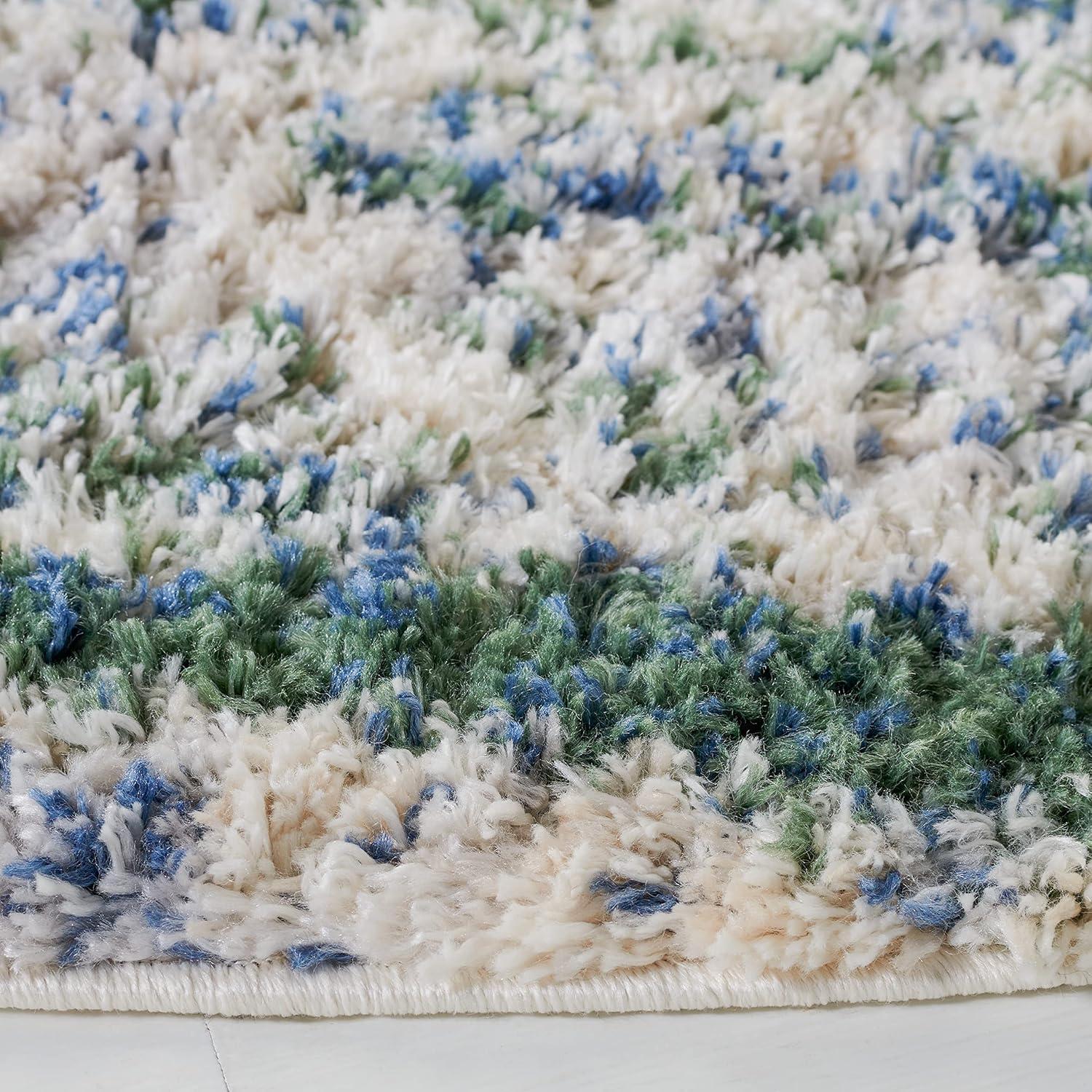 image:imageSAFAVIEH Area Rug 8x10 Berber Shag Collection Large Grey Blue amp Cream NonShedding amp Easy to Clean Ideal for Living Room Bedroom Dining Space BER219GGreenBeige