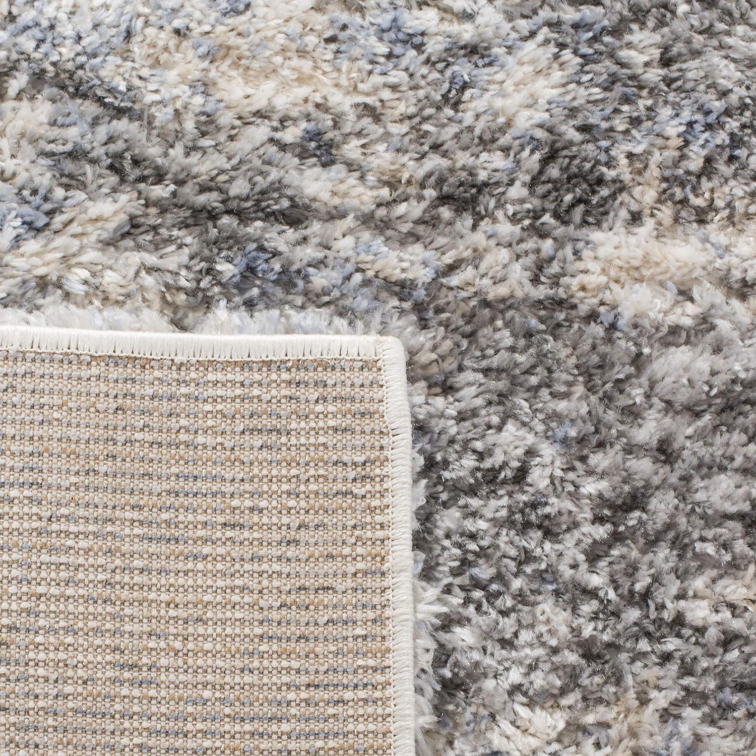 image:imageSAFAVIEH Area Rug 8x10 Berber Shag Collection Large Grey Blue amp Cream NonShedding amp Easy to Clean Ideal for Living Room Bedroom Dining Space BER219GGrey BlueCream