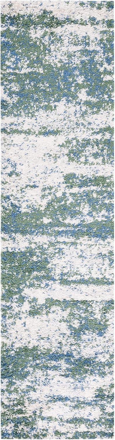 image:imageSAFAVIEH Area Rug 8x10 Berber Shag Collection Large Grey Blue amp Cream NonShedding amp Easy to Clean Ideal for Living Room Bedroom Dining Space BER219GGreenBeige