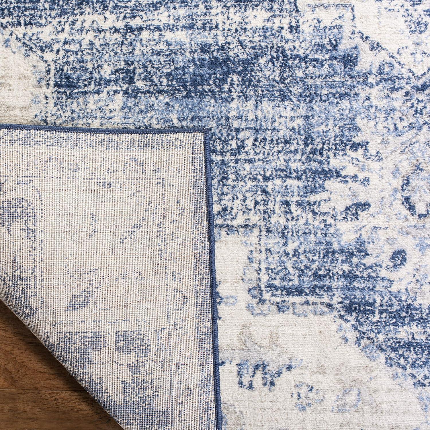 image:imageSAFAVIEH Area Rug 8x10 Brentwood Collection Large Navy amp Cream Medallion Distressed Design NonShedding amp Easy Cleaning Ideal for Living Room Bedroom Dining Space BNT865NIvoryNavy