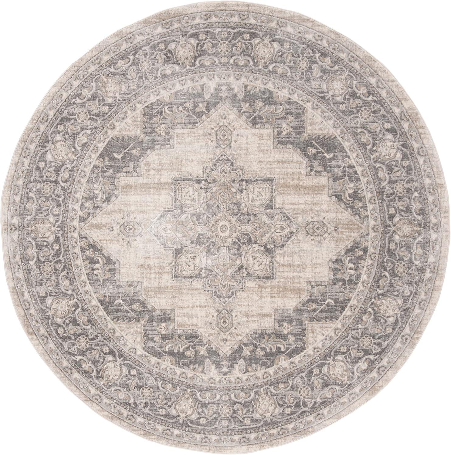 image:imageSAFAVIEH Area Rug 8x10 Brentwood Collection Large Navy amp Cream Medallion Distressed Design NonShedding amp Easy Cleaning Ideal for Living Room Bedroom Dining Space BNT865NCreamGrey