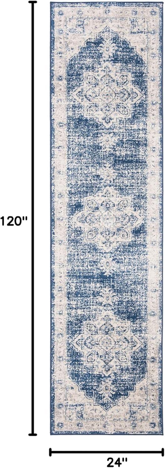 image:imageSAFAVIEH Area Rug 8x10 Brentwood Collection Large Navy amp Cream Medallion Distressed Design NonShedding amp Easy Cleaning Ideal for Living Room Bedroom Dining Space BNT865NIvoryNavy