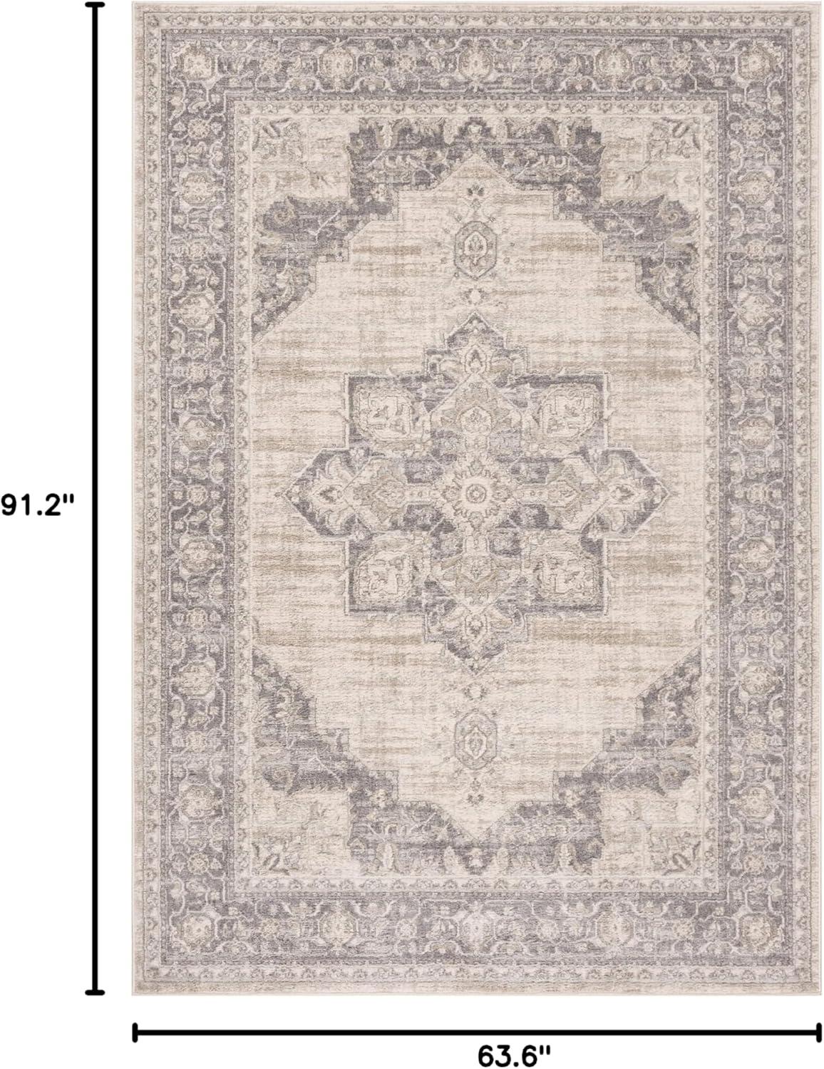 image:imageSAFAVIEH Area Rug 8x10 Brentwood Collection Large Navy amp Cream Medallion Distressed Design NonShedding amp Easy Cleaning Ideal for Living Room Bedroom Dining Space BNT865NCreamGrey