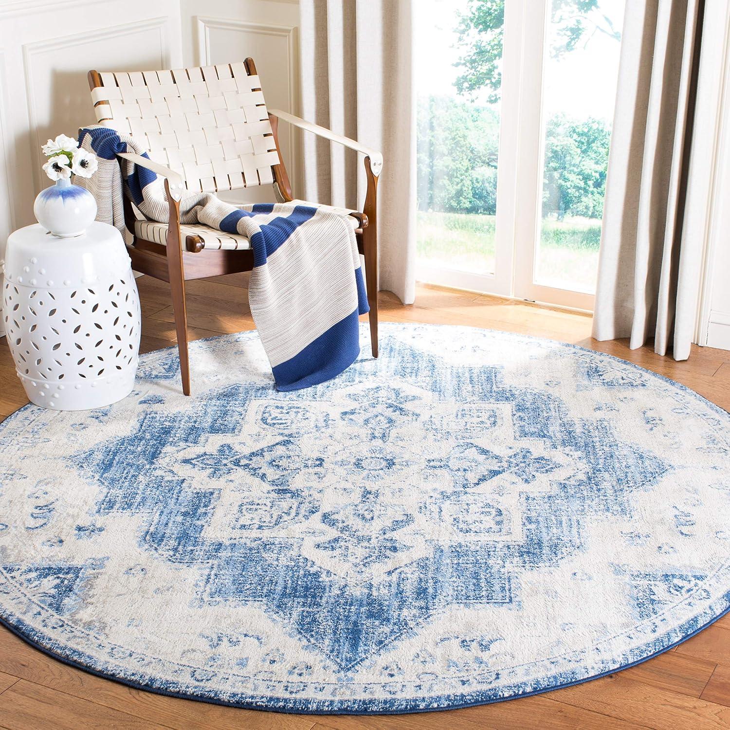 image:imageSAFAVIEH Area Rug 8x10 Brentwood Collection Large Navy amp Cream Medallion Distressed Design NonShedding amp Easy Cleaning Ideal for Living Room Bedroom Dining Space BNT865NIvoryNavy
