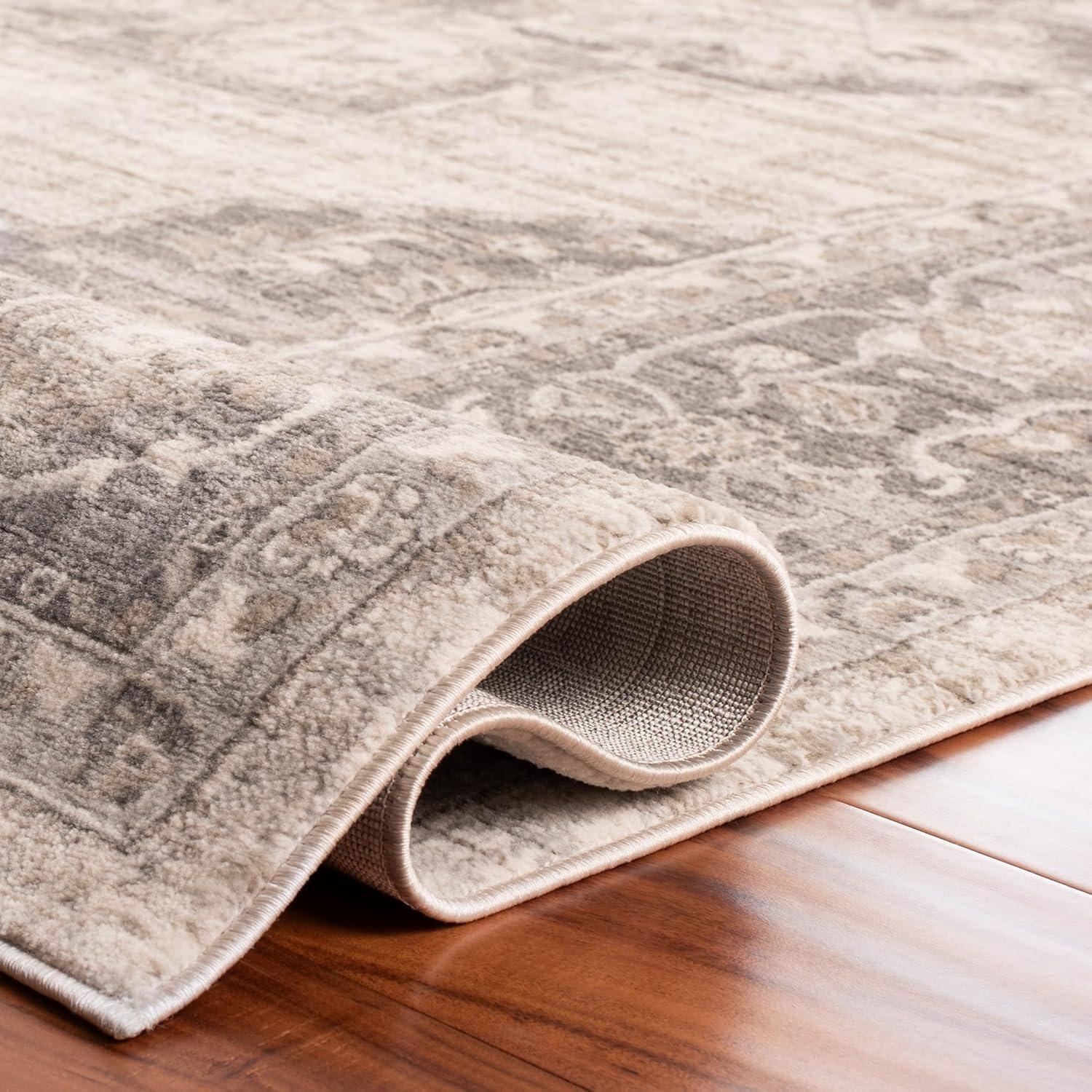 image:imageSAFAVIEH Area Rug 8x10 Brentwood Collection Large Navy amp Cream Medallion Distressed Design NonShedding amp Easy Cleaning Ideal for Living Room Bedroom Dining Space BNT865NCreamGrey
