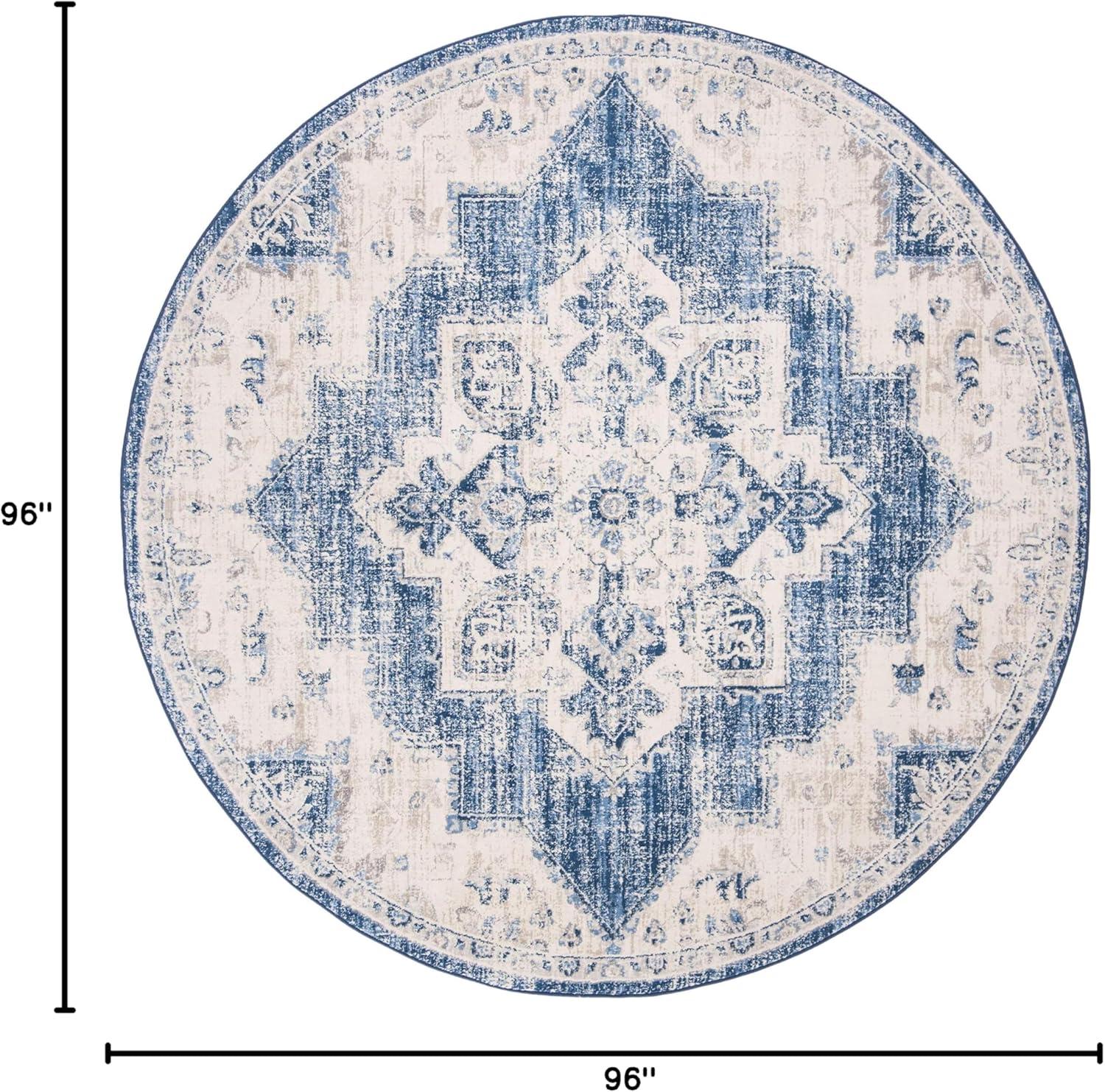 image:imageSAFAVIEH Area Rug 8x10 Brentwood Collection Large Navy amp Cream Medallion Distressed Design NonShedding amp Easy Cleaning Ideal for Living Room Bedroom Dining Space BNT865NIvoryNavy