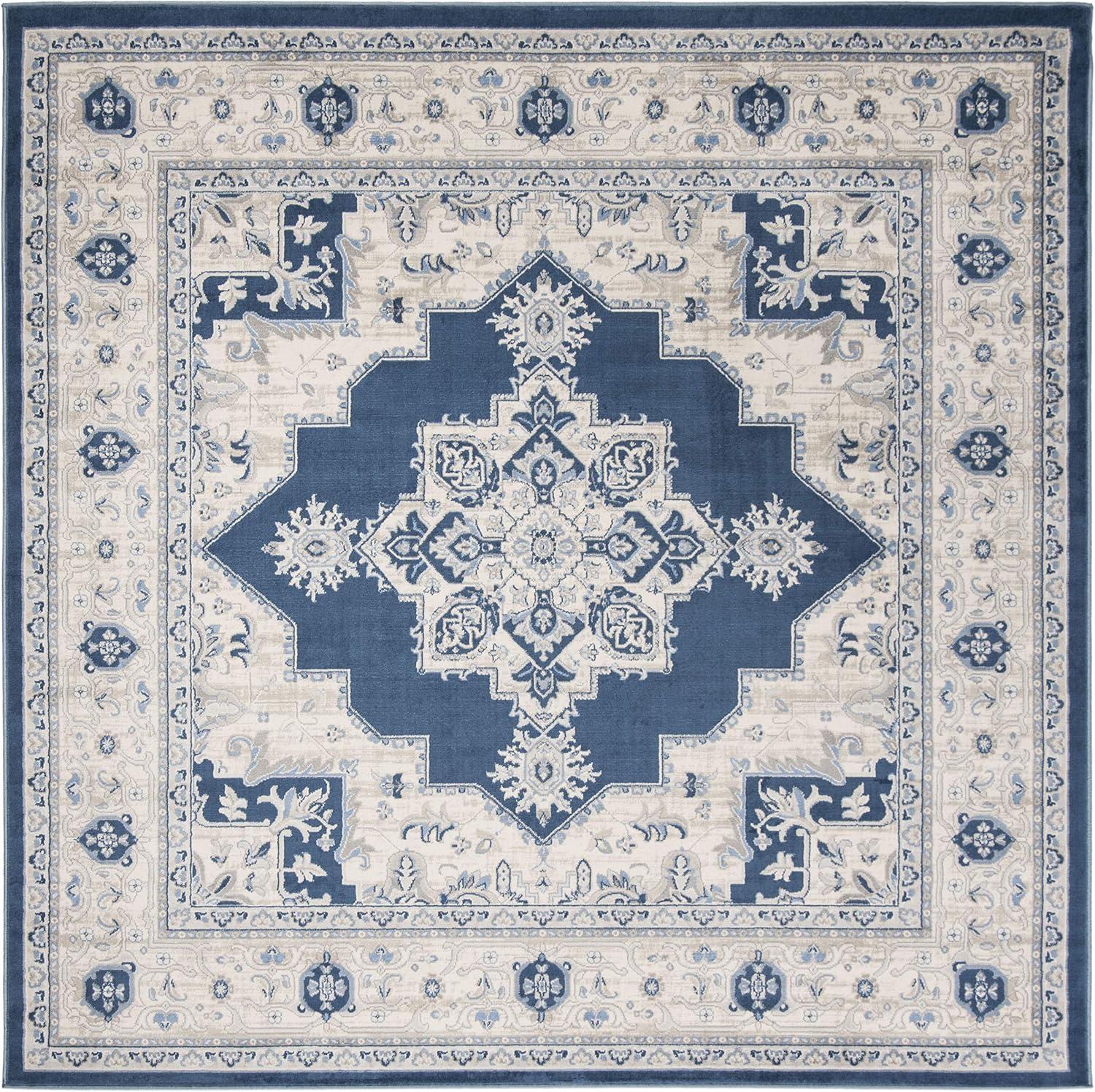 image:imageSAFAVIEH Area Rug 8x10 Brentwood Collection Large Navy amp Cream Medallion Distressed Design NonShedding amp Easy Cleaning Ideal for Living Room Bedroom Dining Space BNT865NNavyCreme