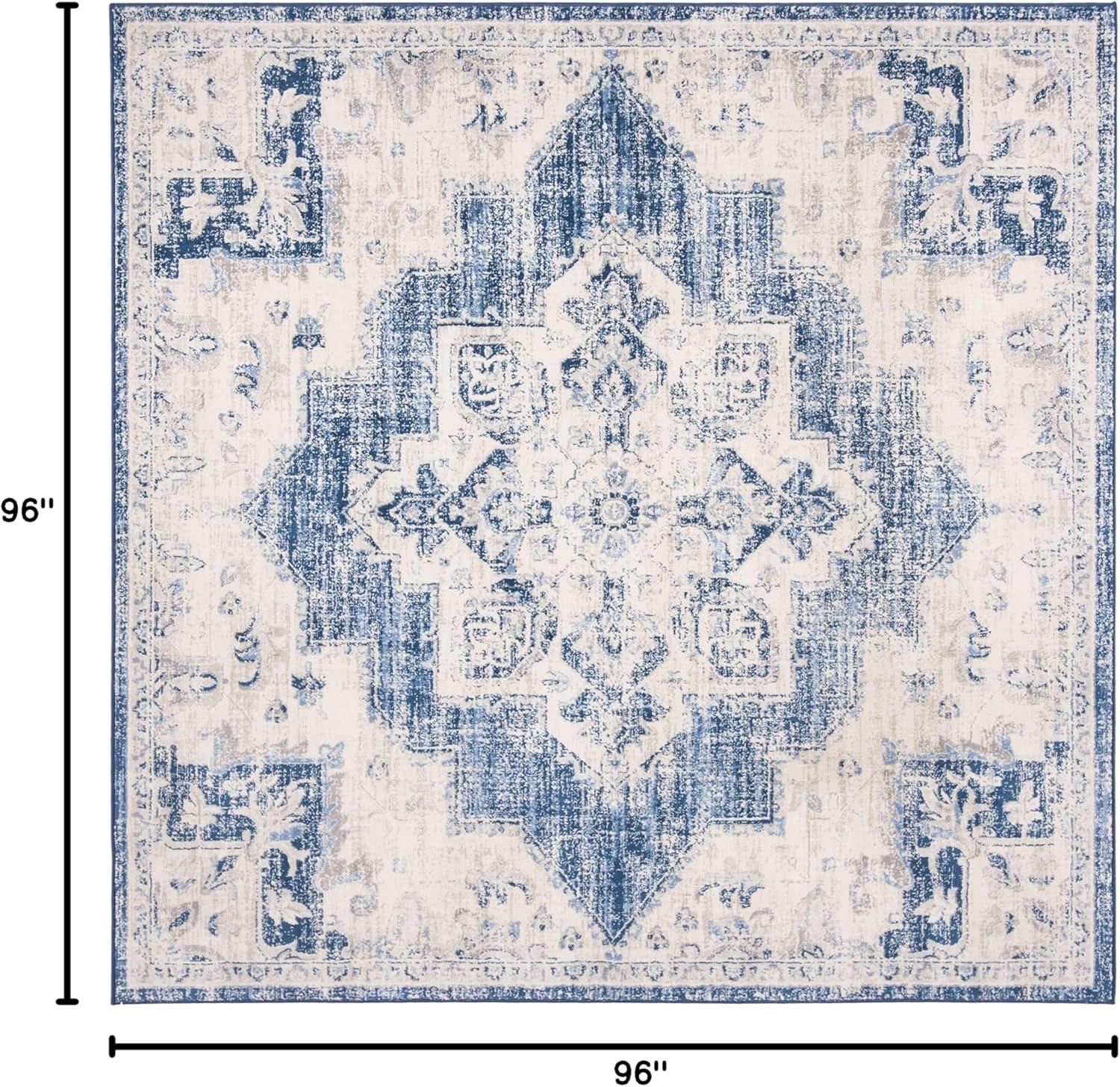 image:imageSAFAVIEH Area Rug 8x10 Brentwood Collection Large Navy amp Cream Medallion Distressed Design NonShedding amp Easy Cleaning Ideal for Living Room Bedroom Dining Space BNT865NIvoryNavy