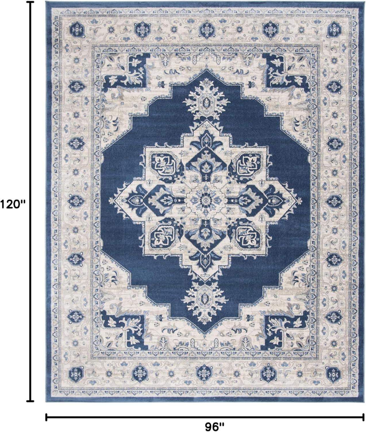 image:imageSAFAVIEH Area Rug 8x10 Brentwood Collection Large Navy amp Cream Medallion Distressed Design NonShedding amp Easy Cleaning Ideal for Living Room Bedroom Dining Space BNT865NNavyCreme