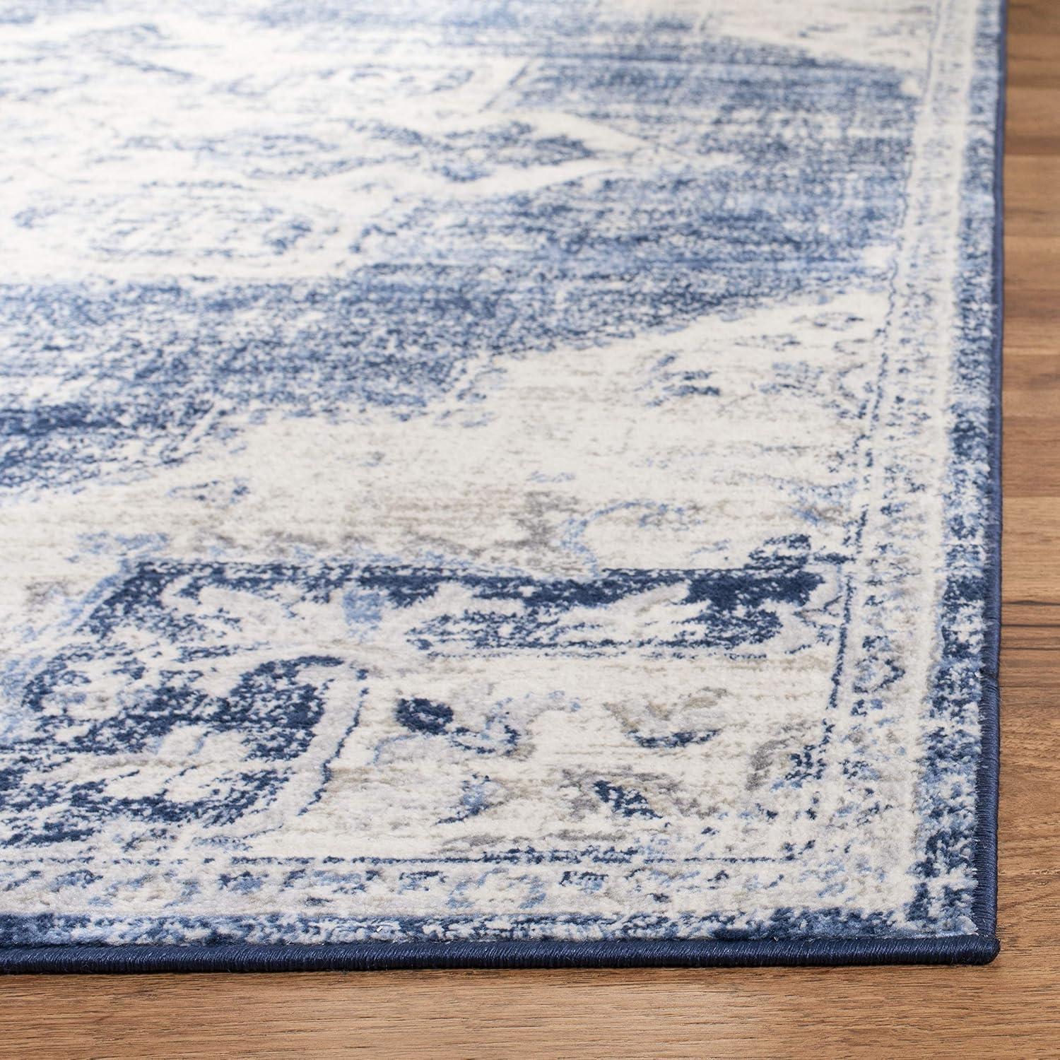 image:imageSAFAVIEH Area Rug 8x10 Brentwood Collection Large Navy amp Cream Medallion Distressed Design NonShedding amp Easy Cleaning Ideal for Living Room Bedroom Dining Space BNT865NIvoryNavy