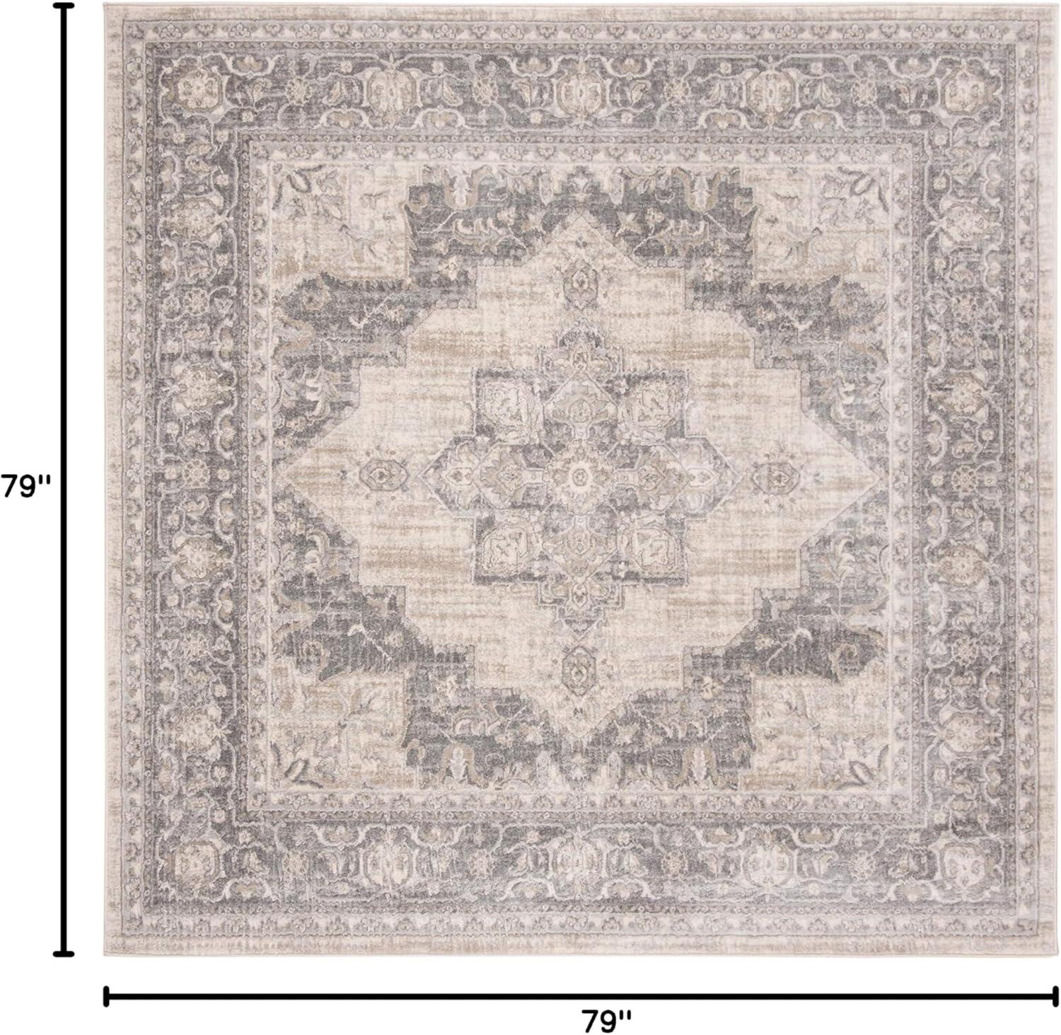 image:imageSAFAVIEH Area Rug 8x10 Brentwood Collection Large Navy amp Cream Medallion Distressed Design NonShedding amp Easy Cleaning Ideal for Living Room Bedroom Dining Space BNT865NCreamGrey