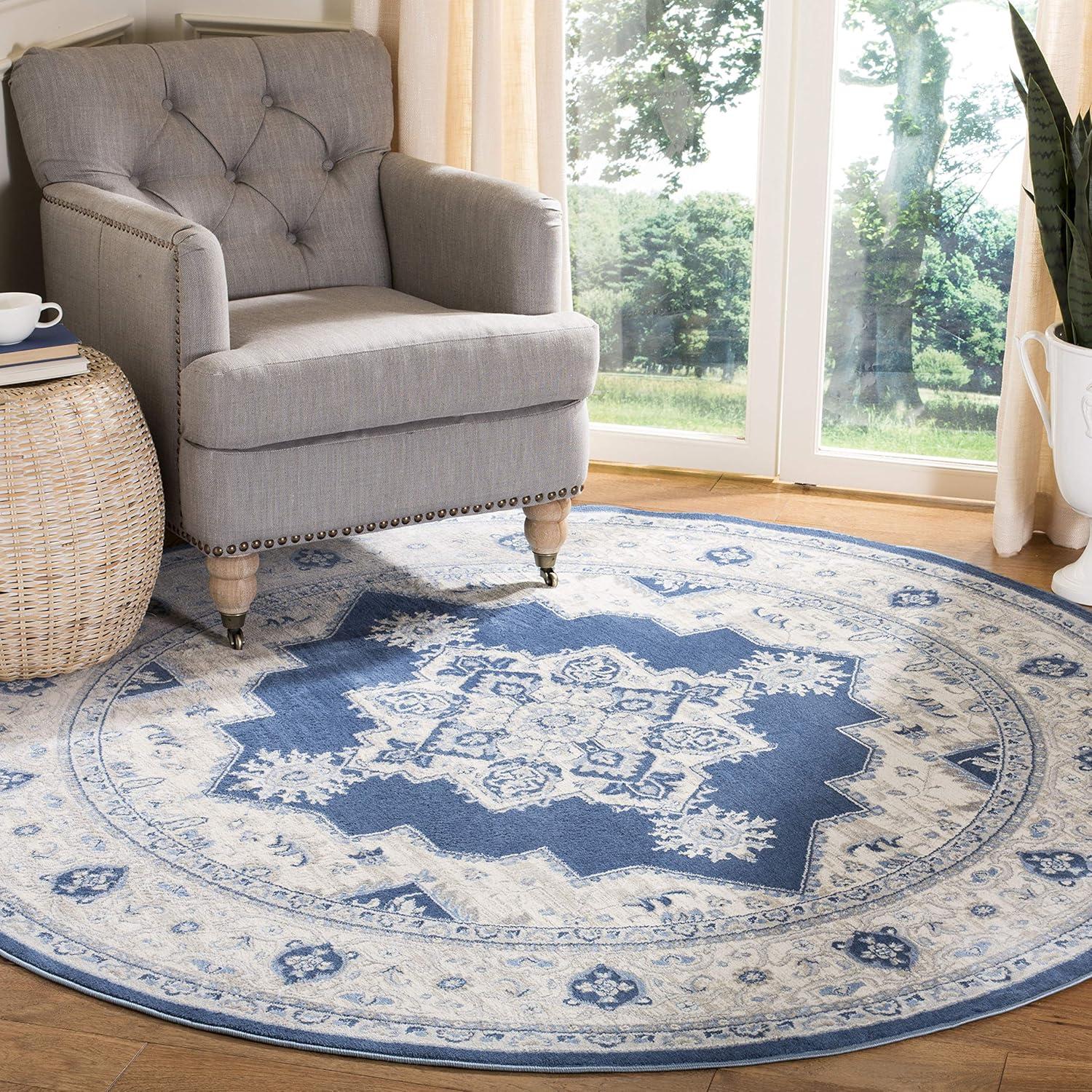 image:imageSAFAVIEH Area Rug 8x10 Brentwood Collection Large Navy amp Cream Medallion Distressed Design NonShedding amp Easy Cleaning Ideal for Living Room Bedroom Dining Space BNT865NNavyCreme