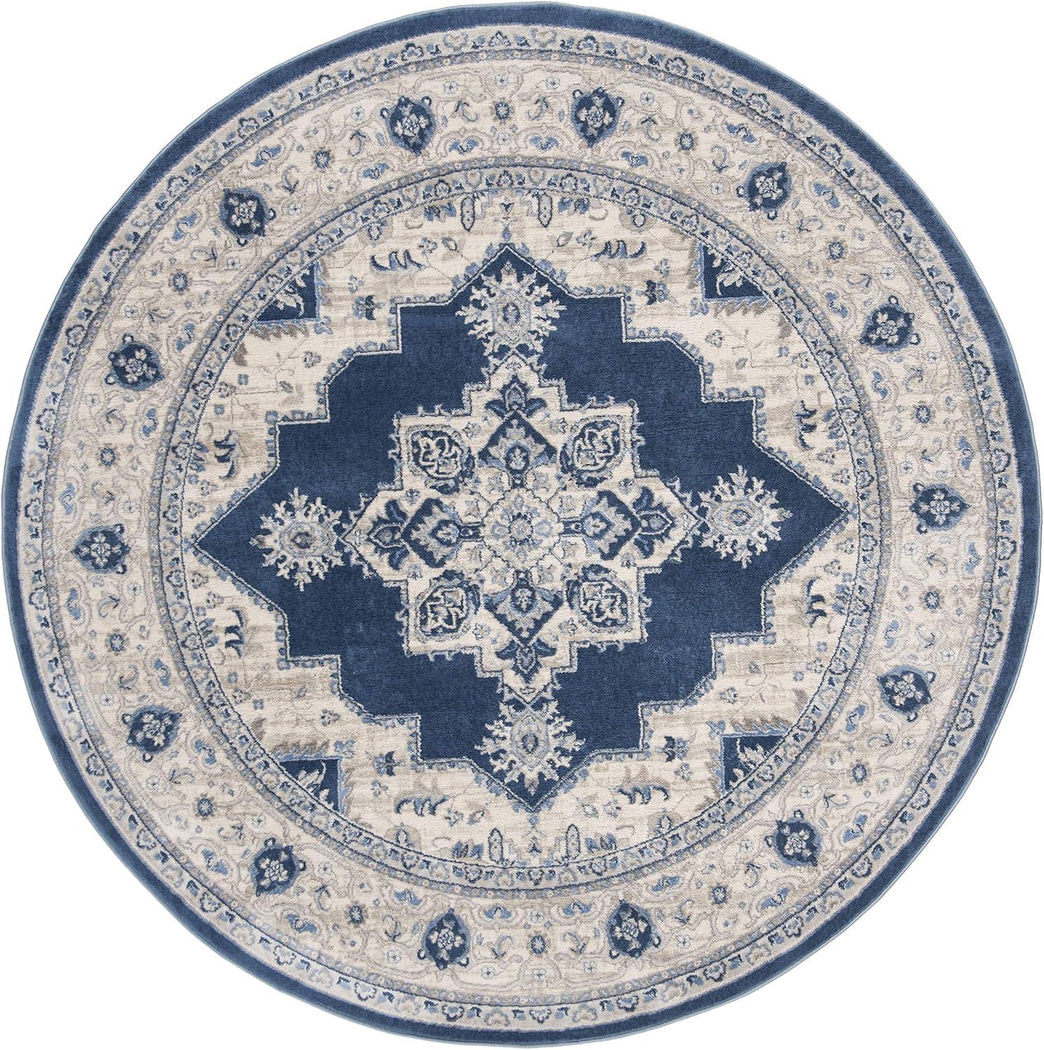 image:imageSAFAVIEH Area Rug 8x10 Brentwood Collection Large Navy amp Cream Medallion Distressed Design NonShedding amp Easy Cleaning Ideal for Living Room Bedroom Dining Space BNT865NNavyCreme