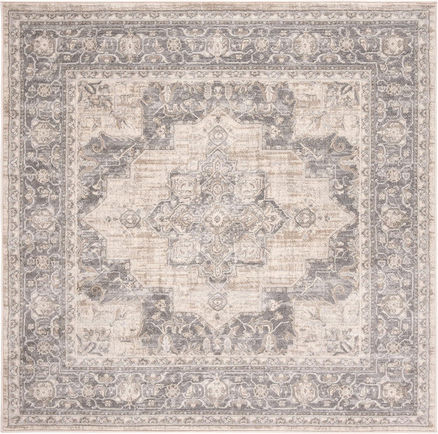 image:imageSAFAVIEH Area Rug 8x10 Brentwood Collection Large Navy amp Cream Medallion Distressed Design NonShedding amp Easy Cleaning Ideal for Living Room Bedroom Dining Space BNT865NCreamGrey