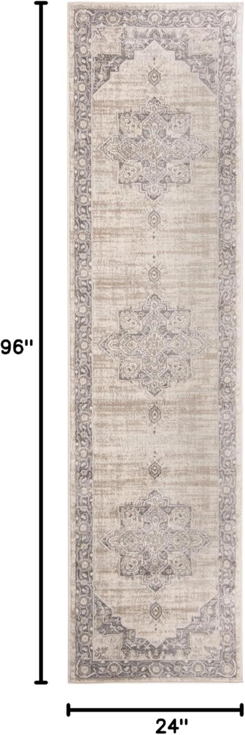 image:imageSAFAVIEH Area Rug 8x10 Brentwood Collection Large Navy amp Cream Medallion Distressed Design NonShedding amp Easy Cleaning Ideal for Living Room Bedroom Dining Space BNT865NCreamGrey