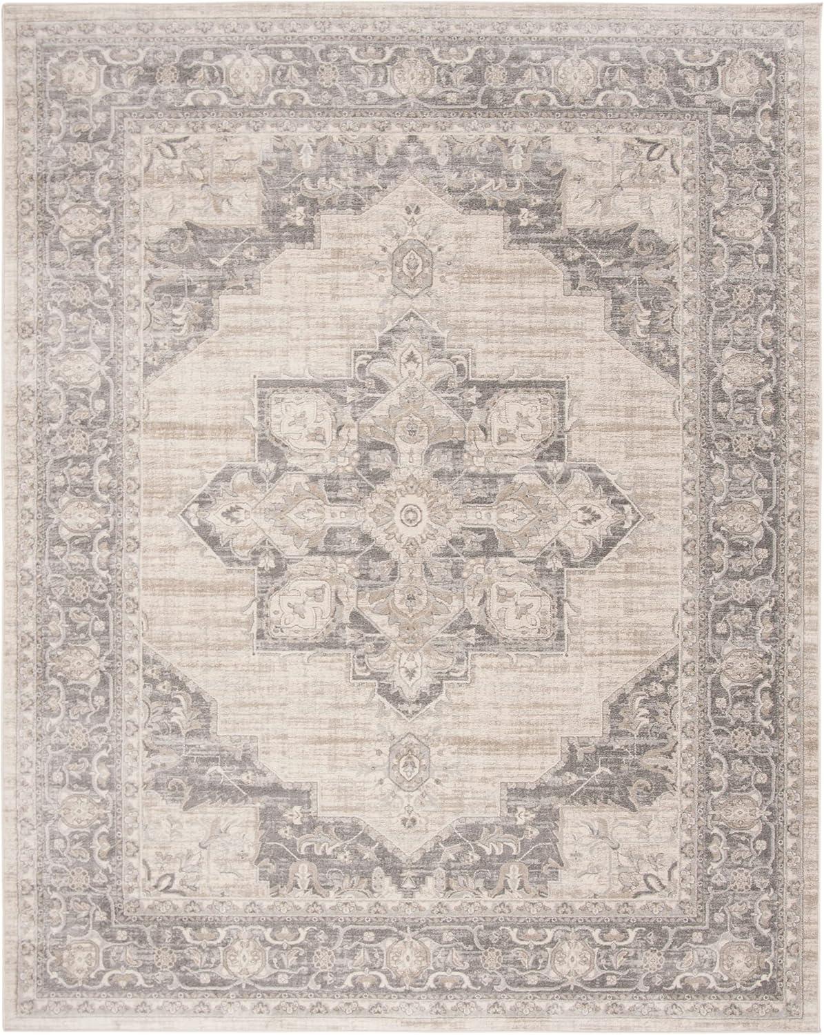 image:imageSAFAVIEH Area Rug 8x10 Brentwood Collection Large Navy amp Cream Medallion Distressed Design NonShedding amp Easy Cleaning Ideal for Living Room Bedroom Dining Space BNT865NCreamGrey