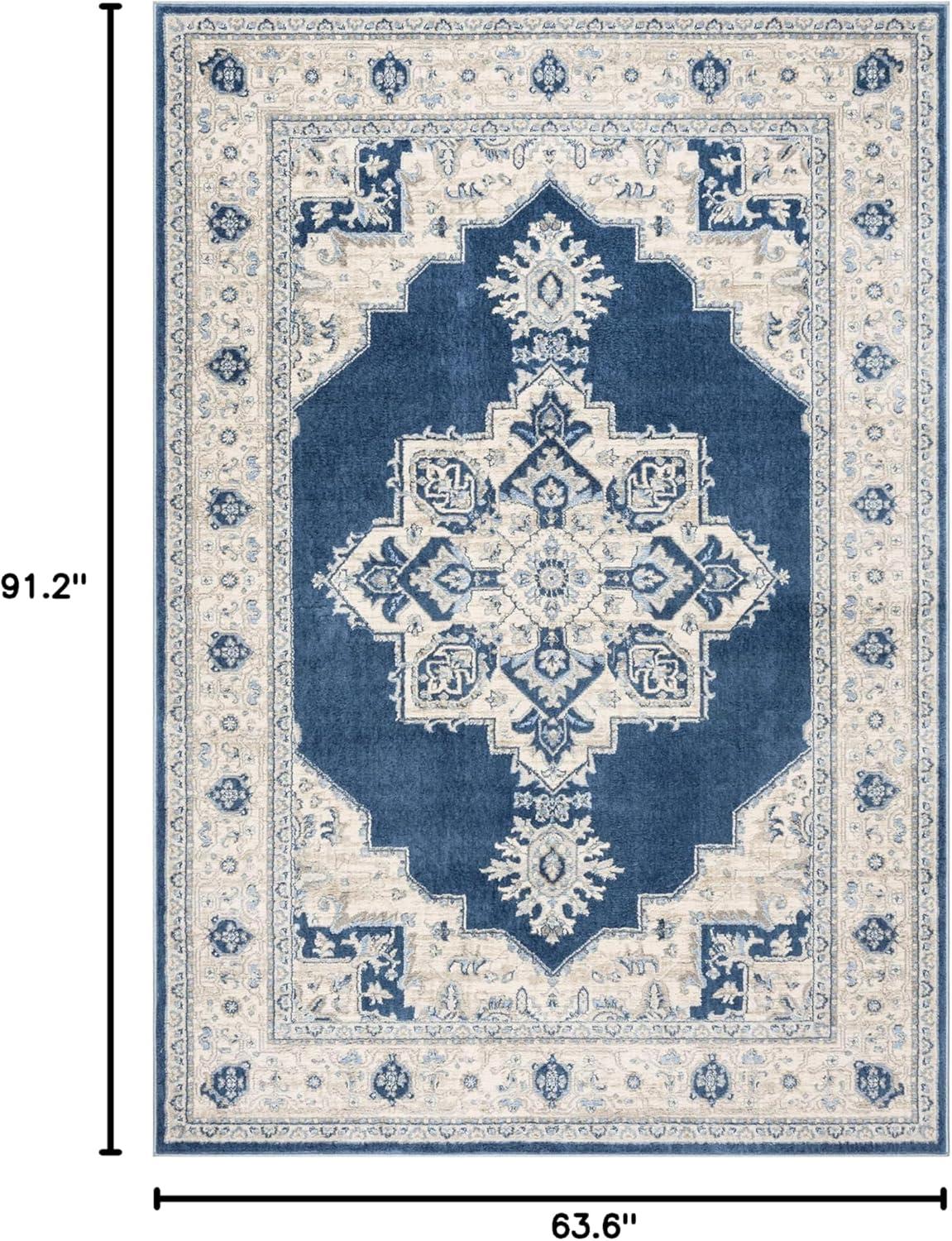 image:imageSAFAVIEH Area Rug 8x10 Brentwood Collection Large Navy amp Cream Medallion Distressed Design NonShedding amp Easy Cleaning Ideal for Living Room Bedroom Dining Space BNT865NNavyCreme