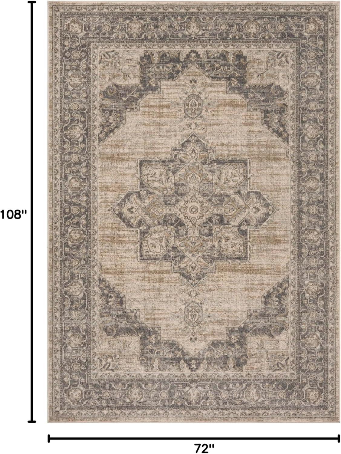 image:imageSAFAVIEH Area Rug 8x10 Brentwood Collection Large Navy amp Cream Medallion Distressed Design NonShedding amp Easy Cleaning Ideal for Living Room Bedroom Dining Space BNT865NCreamGrey