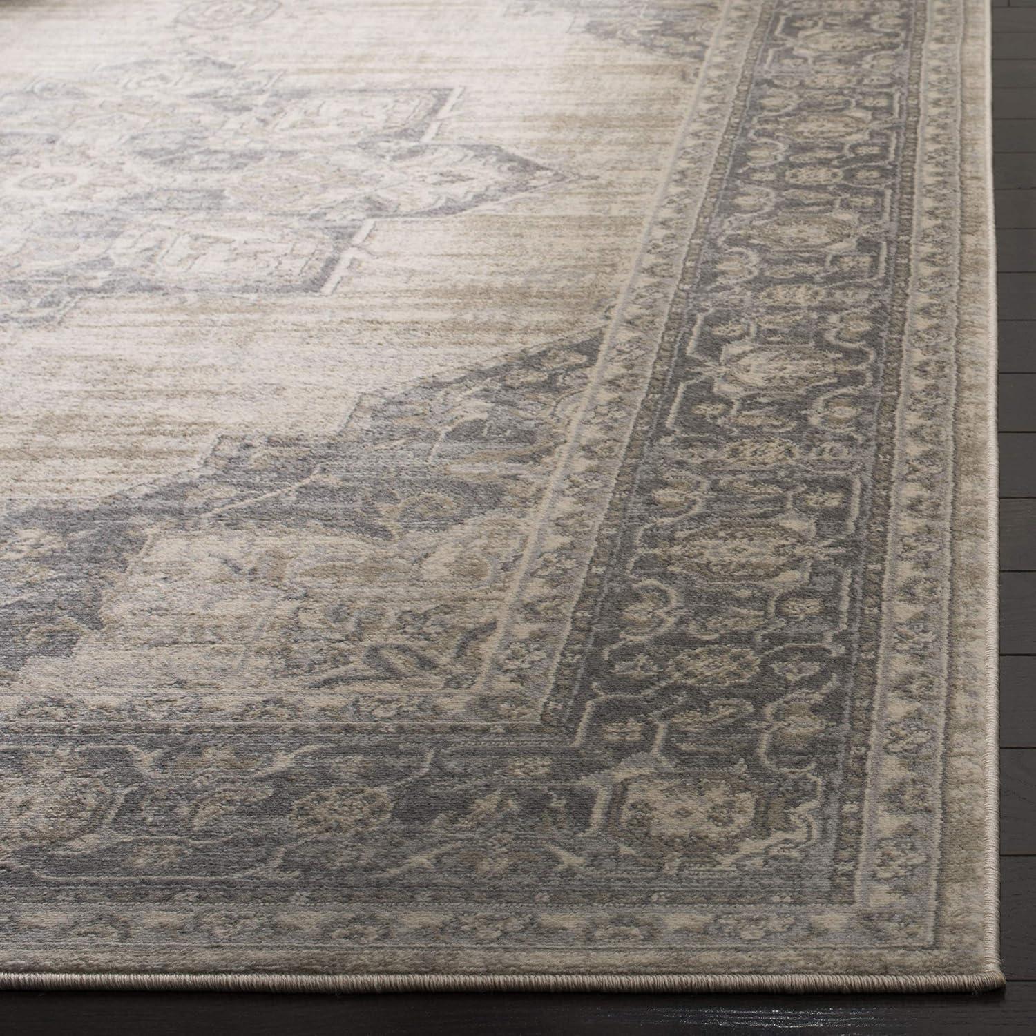 image:imageSAFAVIEH Area Rug 8x10 Brentwood Collection Large Navy amp Cream Medallion Distressed Design NonShedding amp Easy Cleaning Ideal for Living Room Bedroom Dining Space BNT865NCreamGrey