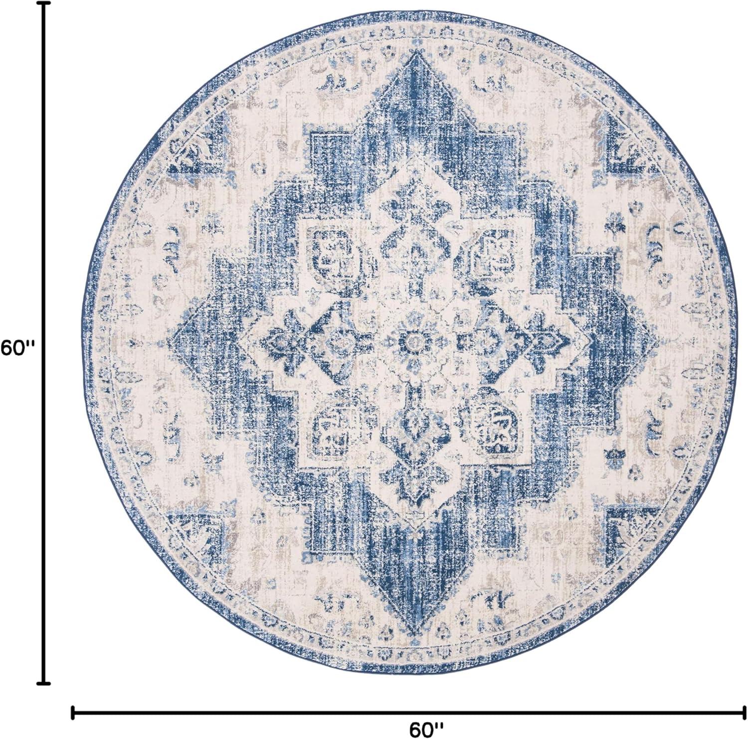 image:imageSAFAVIEH Area Rug 8x10 Brentwood Collection Large Navy amp Cream Medallion Distressed Design NonShedding amp Easy Cleaning Ideal for Living Room Bedroom Dining Space BNT865NIvoryNavy