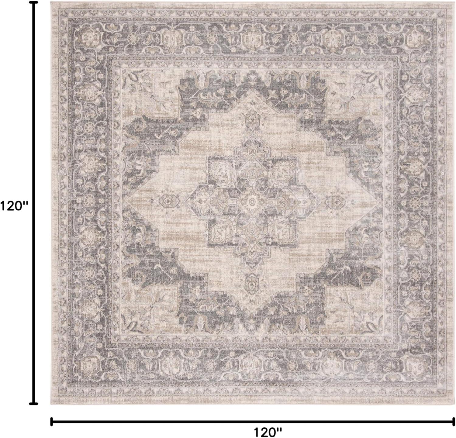 image:imageSAFAVIEH Area Rug 8x10 Brentwood Collection Large Navy amp Cream Medallion Distressed Design NonShedding amp Easy Cleaning Ideal for Living Room Bedroom Dining Space BNT865NCreamGrey
