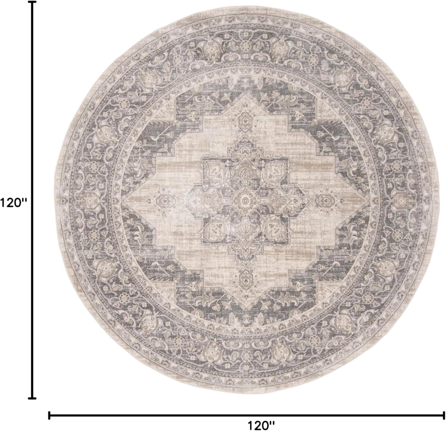 image:imageSAFAVIEH Area Rug 8x10 Brentwood Collection Large Navy amp Cream Medallion Distressed Design NonShedding amp Easy Cleaning Ideal for Living Room Bedroom Dining Space BNT865NCreamGrey