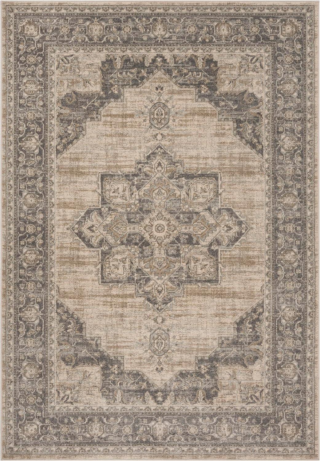 image:imageSAFAVIEH Area Rug 8x10 Brentwood Collection Large Navy amp Cream Medallion Distressed Design NonShedding amp Easy Cleaning Ideal for Living Room Bedroom Dining Space BNT865NCreamGrey