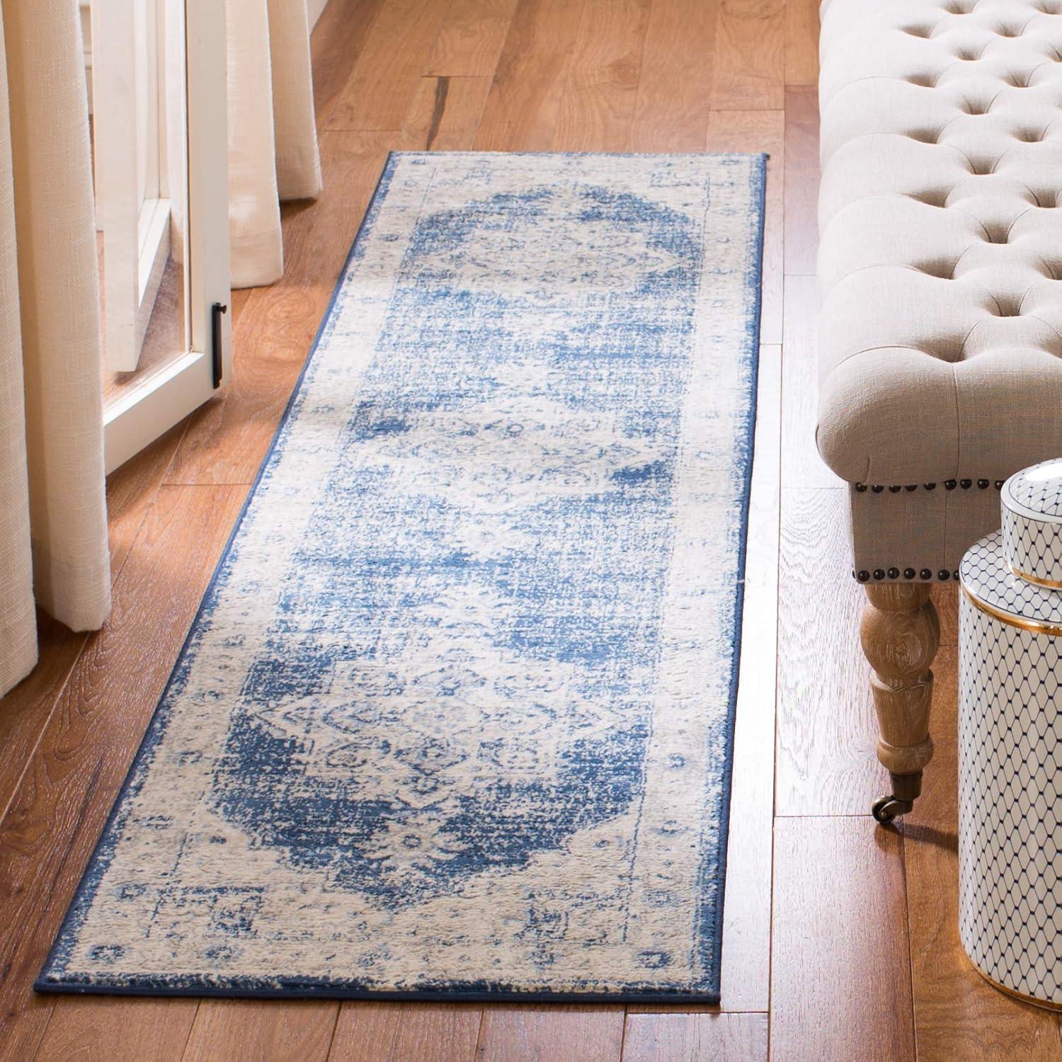 image:imageSAFAVIEH Area Rug 8x10 Brentwood Collection Large Navy amp Cream Medallion Distressed Design NonShedding amp Easy Cleaning Ideal for Living Room Bedroom Dining Space BNT865NIvoryNavy