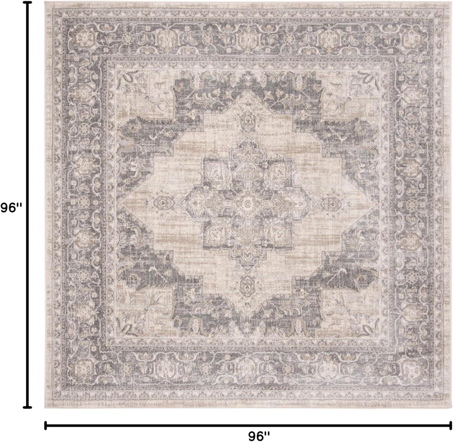 image:imageSAFAVIEH Area Rug 8x10 Brentwood Collection Large Navy amp Cream Medallion Distressed Design NonShedding amp Easy Cleaning Ideal for Living Room Bedroom Dining Space BNT865NCreamGrey