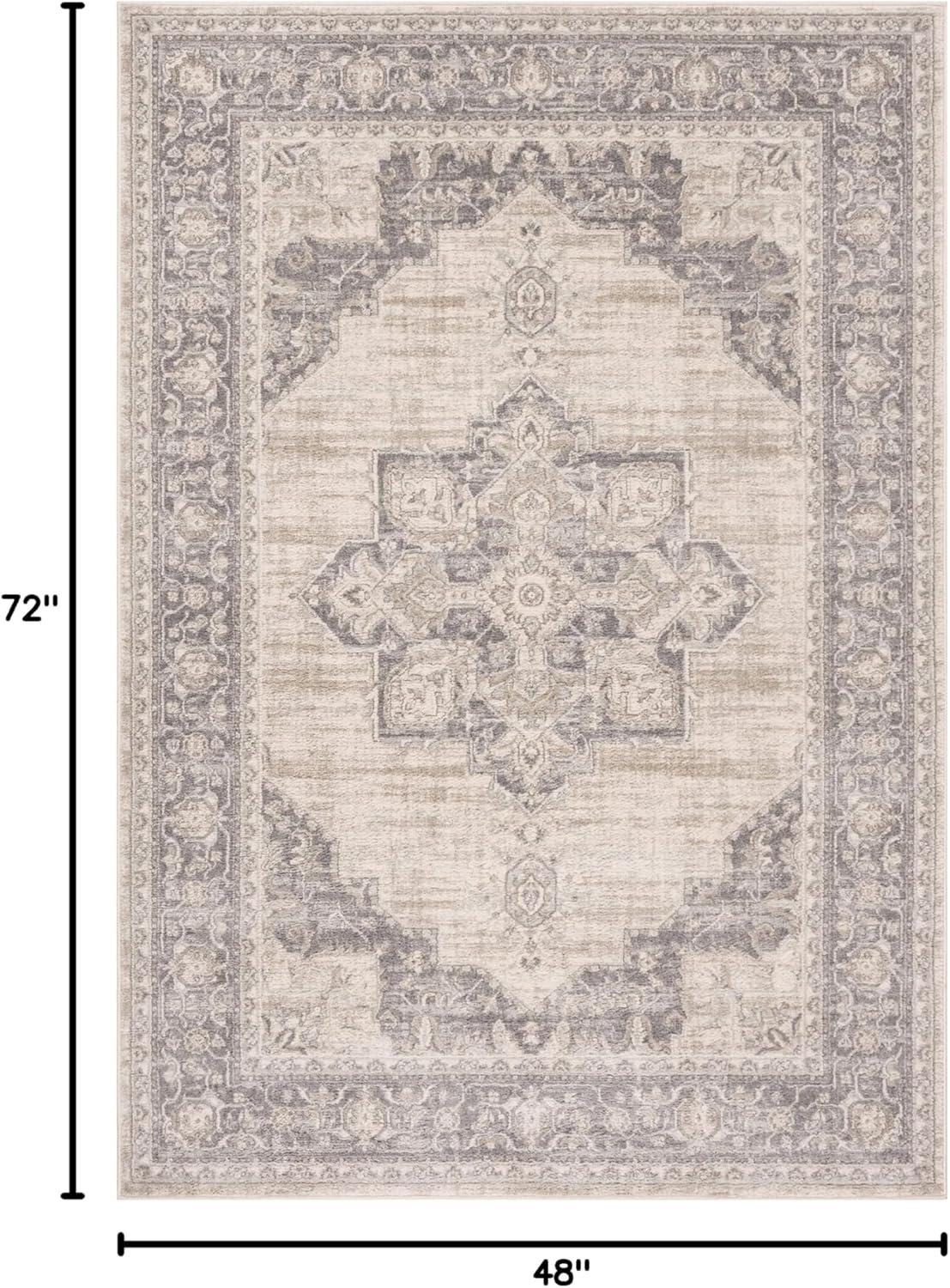image:imageSAFAVIEH Area Rug 8x10 Brentwood Collection Large Navy amp Cream Medallion Distressed Design NonShedding amp Easy Cleaning Ideal for Living Room Bedroom Dining Space BNT865NCreamGrey