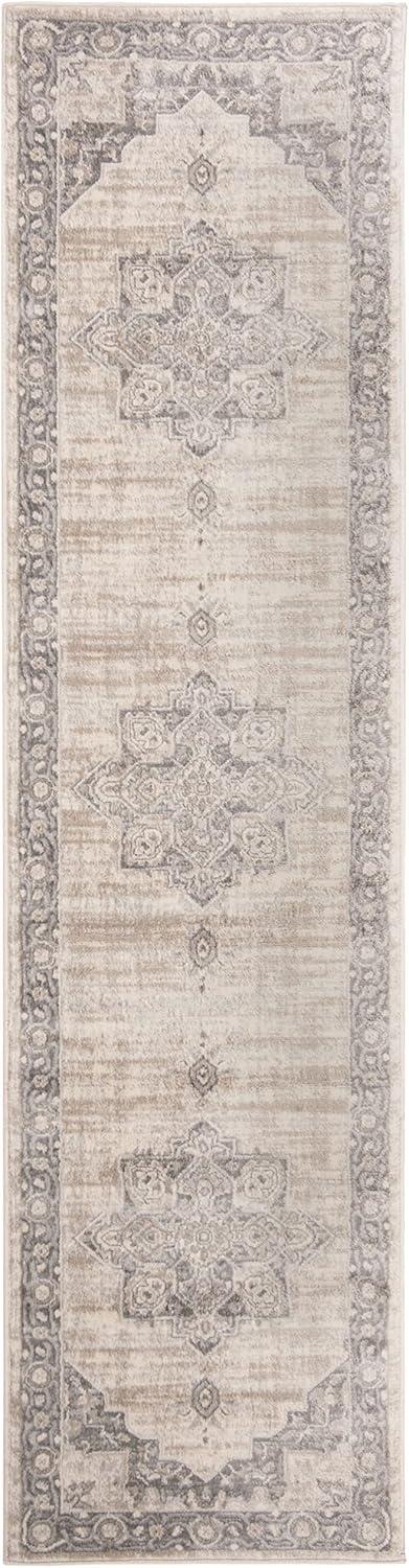 image:imageSAFAVIEH Area Rug 8x10 Brentwood Collection Large Navy amp Cream Medallion Distressed Design NonShedding amp Easy Cleaning Ideal for Living Room Bedroom Dining Space BNT865NCreamGrey